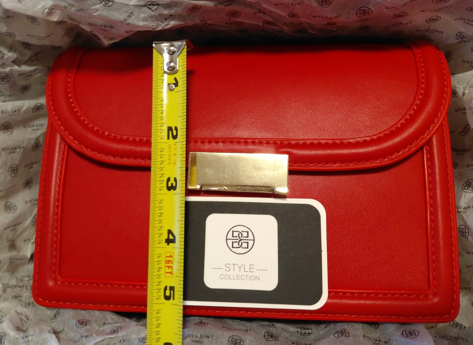 Bolvaint Women’s Red Clutch, Gold Hardware, Zipper/Clasp, Inner Pockets, Box