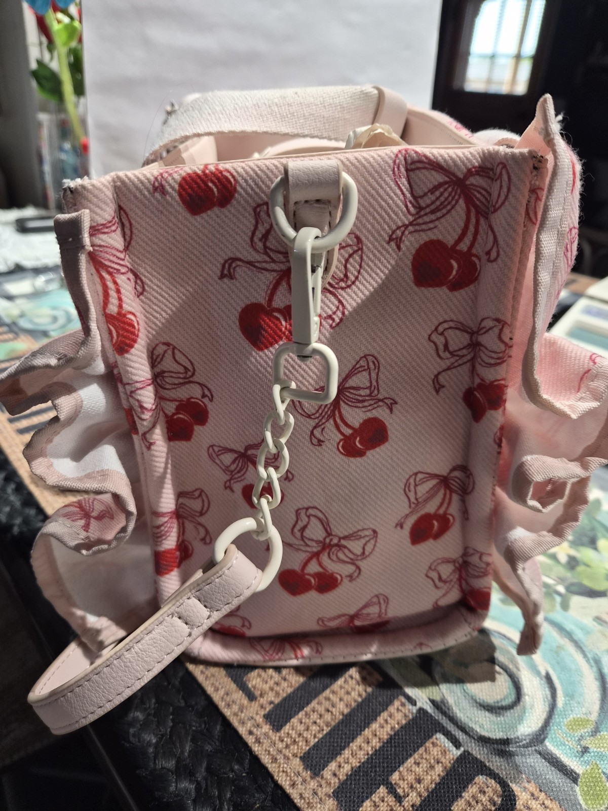 Betsey Johnson Luv Betsey Cherry Bow Ruffle Satchel Tote Bag Crossbody Purse NWT