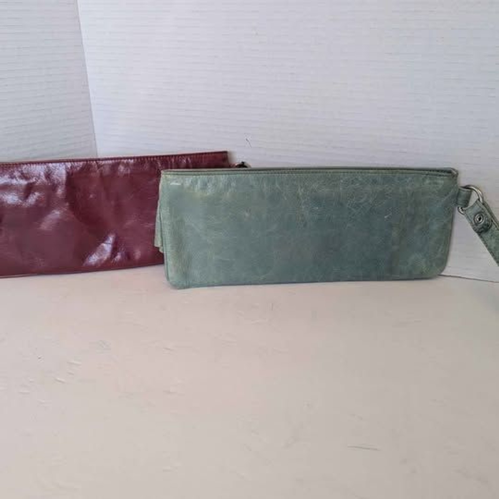 2 Hobo International Leather Y2K Wristlet Clutch Purses with Ruffles 11×4.5″