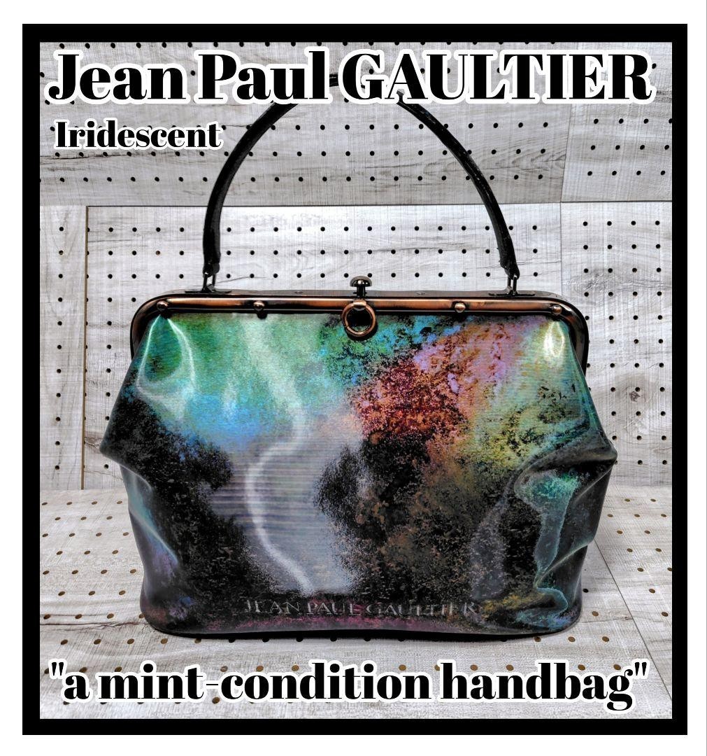 Jean Paul Gaultier Iridescent V-Cyber Kiss Lock Handbag Designer Authentic JAPAN