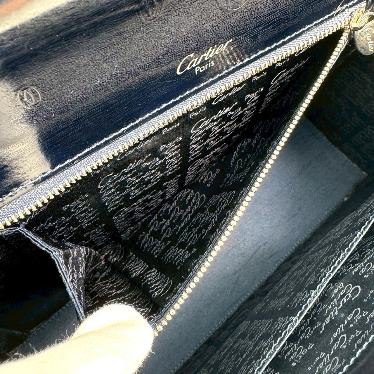 Vintage Cartier Happy Birthday Hand Bag Calf Leather Black Authentic