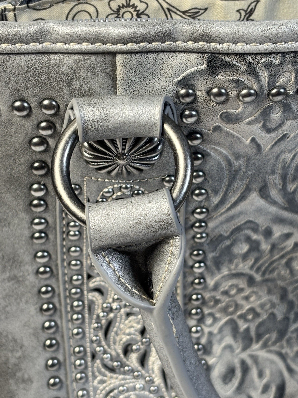Montana West Studded Concealed Carry Purse Satchel Hand Bag Gray NWT $86