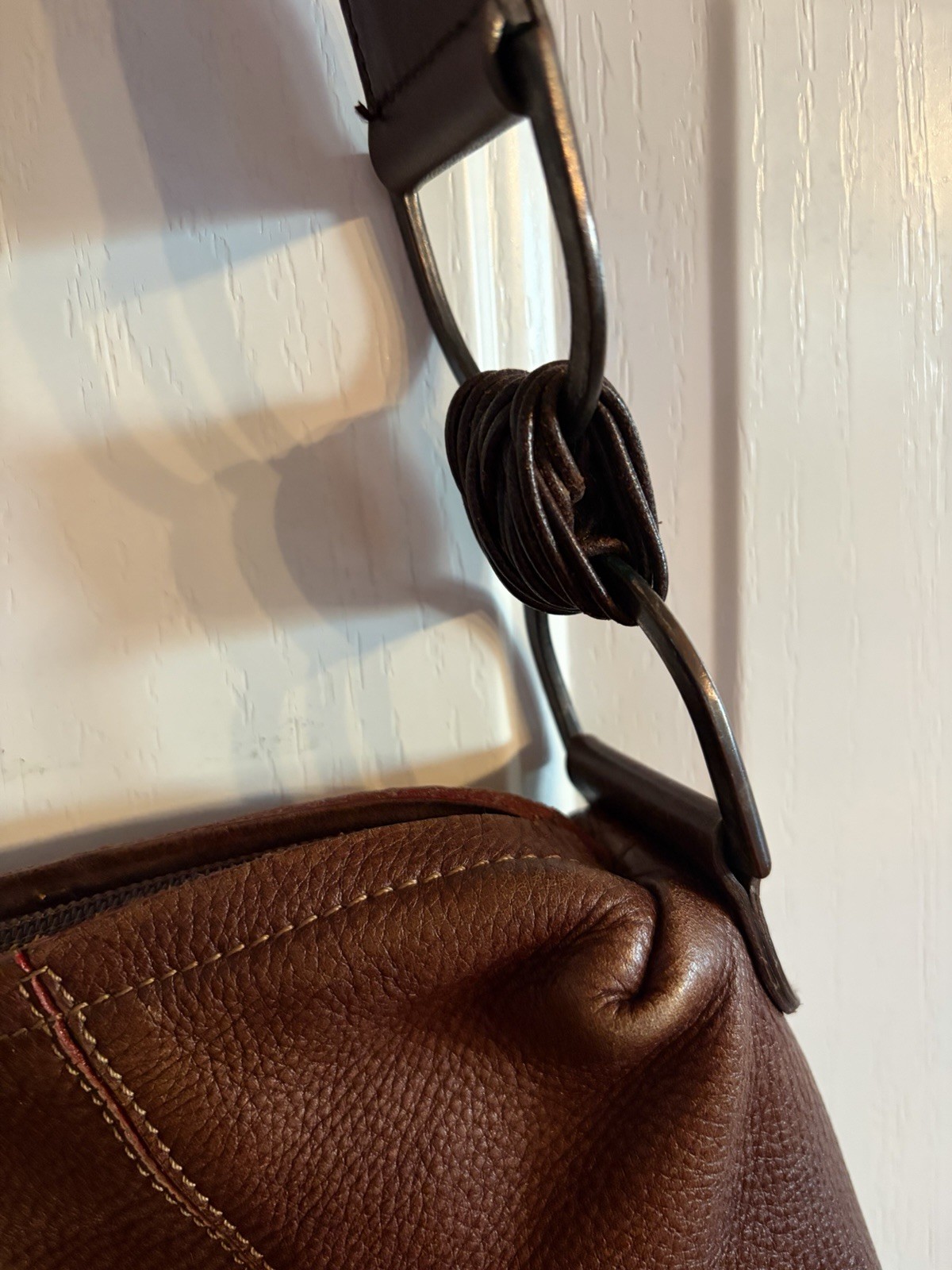 Misses Pick Brown Leather Satchel Bag Good Condition 15”x15” Made In Spain