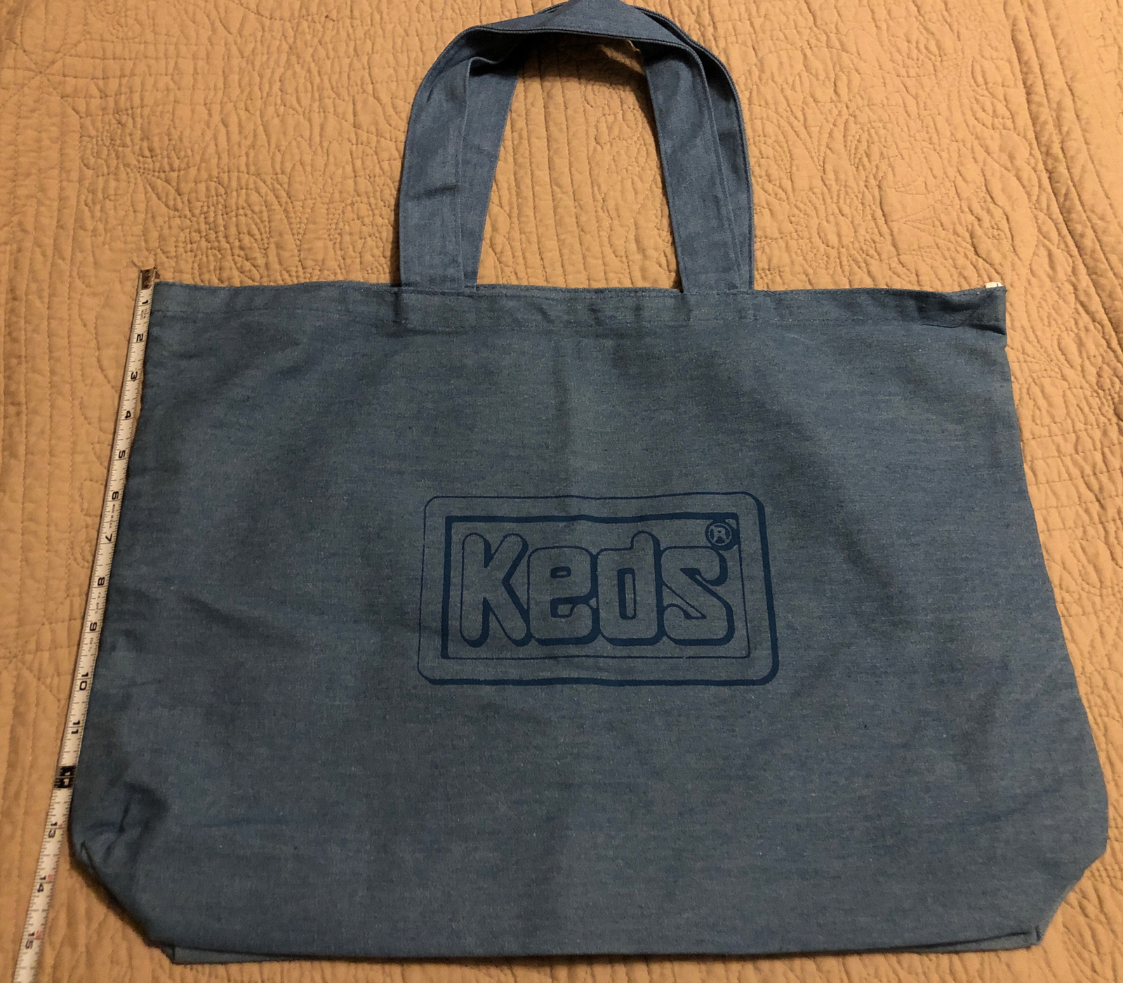 Vintage Keds Tennis Court Shoes Logo Denim Tote Large Bag