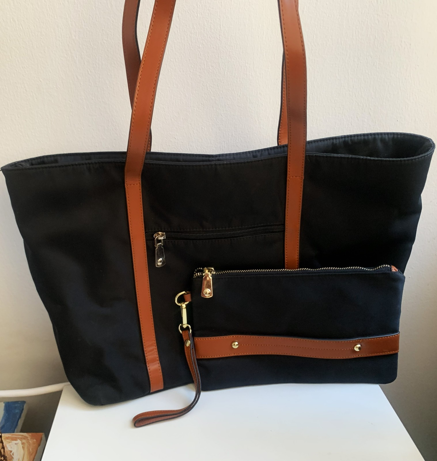 YALUXE WOMEN’S OXFORD LARGE CAPACITY WORK NYLON TOTE SHOULDER BAG,BLACK