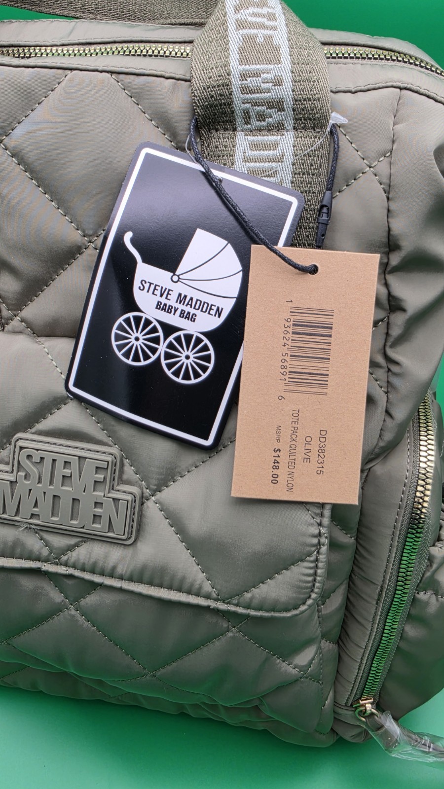 Steve Madden Baby Bag Olive Green Backpack Model DD382315 NEW
