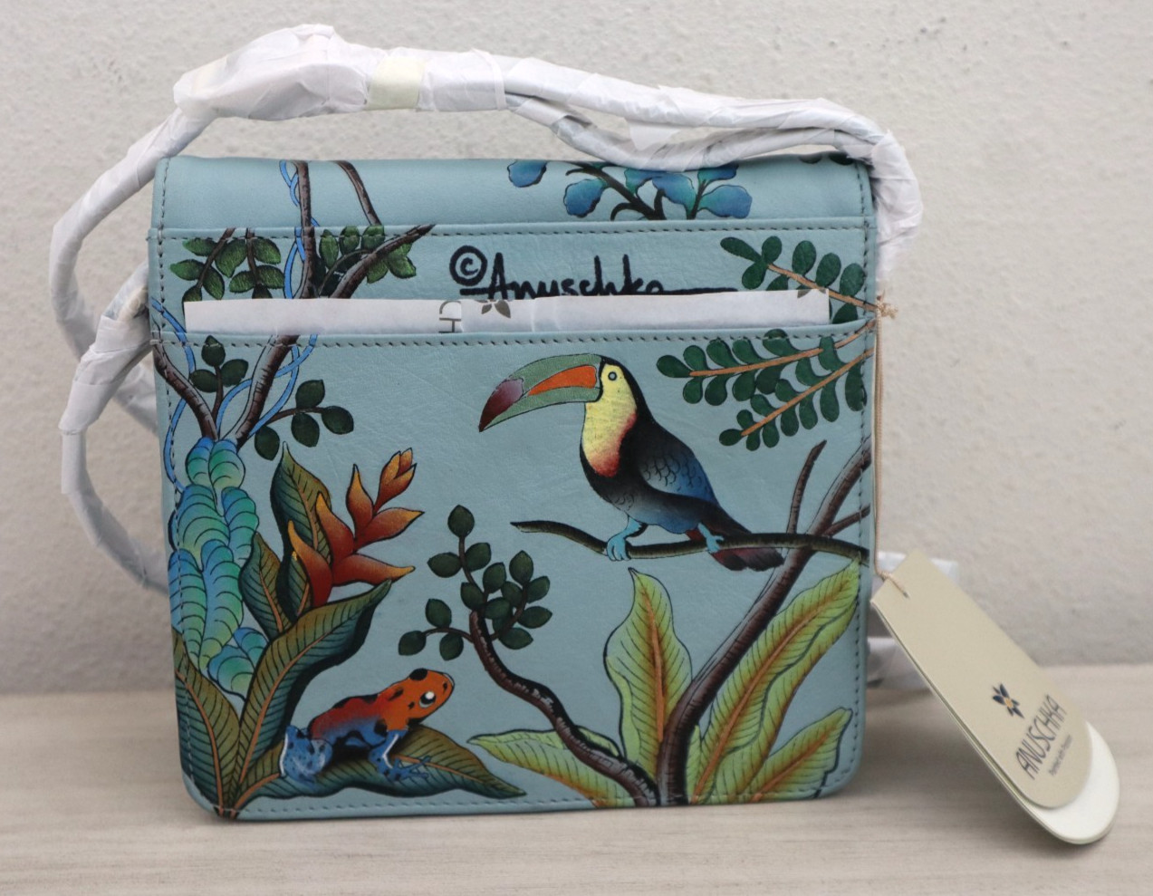 Anuschka 7431-AMA Amazon Sloth Jungle Animals Front Flap Crossbody Bag $146