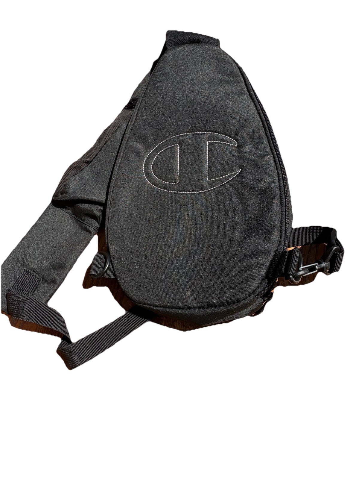 Champion Sling Bag Crossbody Backpack Black Pink Logo Athletic Travel Vacation