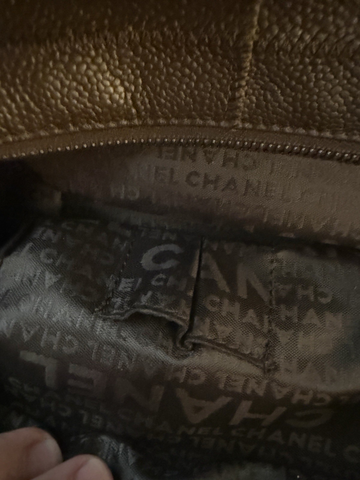 Vintage CHANEL Brown Square Stitch Caviar Leather Bowler Bag
