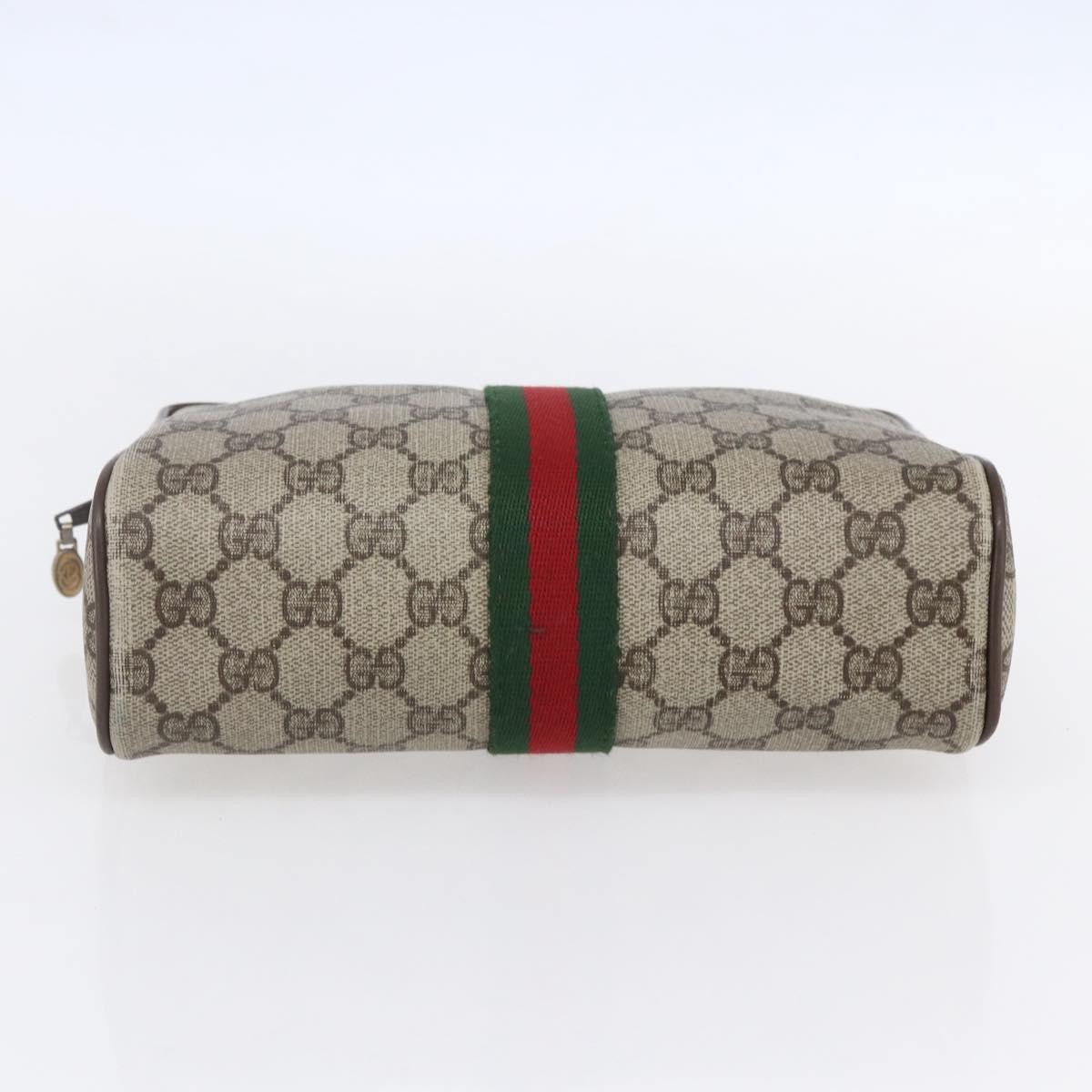 GUCCI GG Supreme Web Sherry Line Clutch Bag PVC Beige Gold 63 01 012 Auth BA7964
