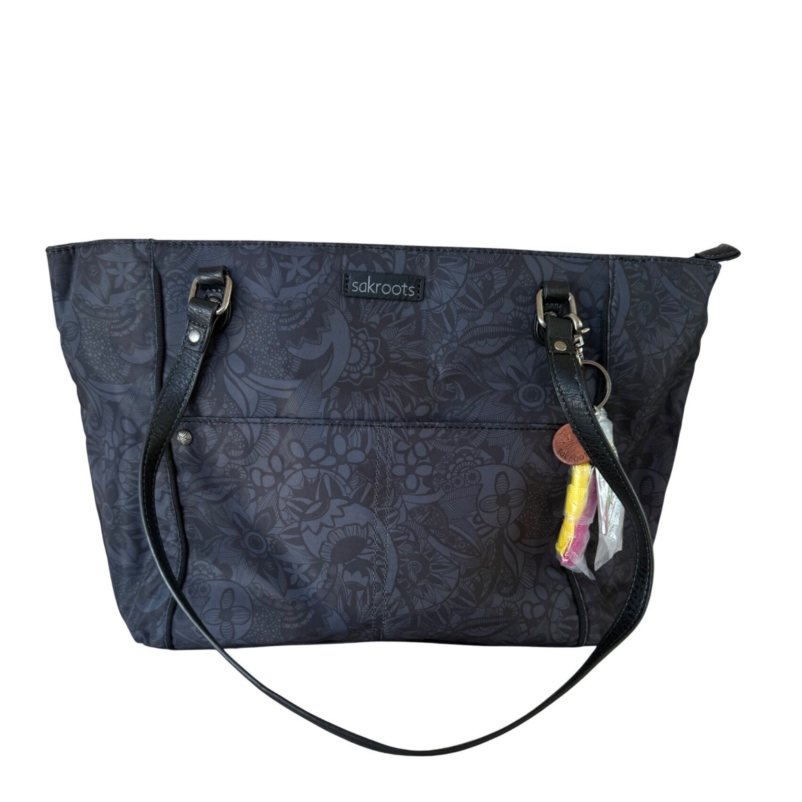 Sakroots Artist Circle Tote Bag Womens Medium Grey NWT Vegan Repreve Floral