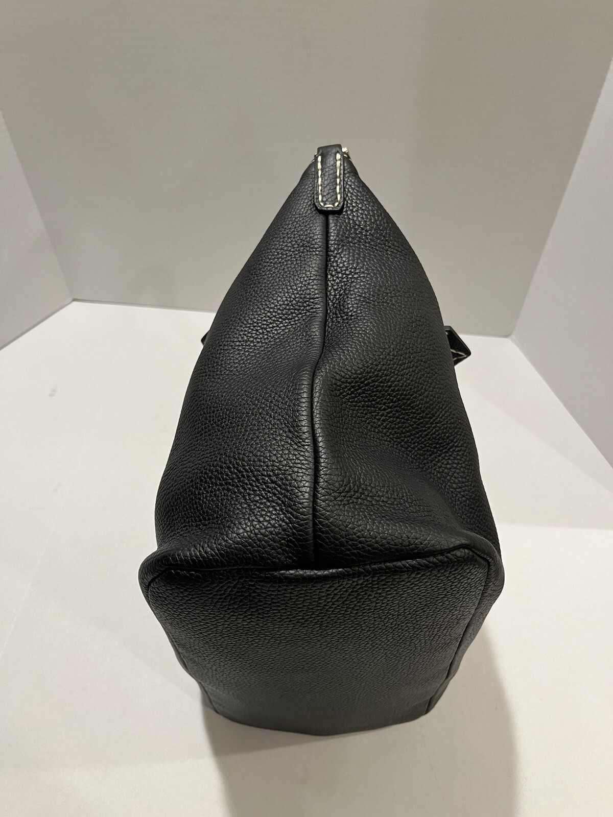 Moreau Paris Black Pebbled Leather Tote Shoulder Bag Made In France With Pouch