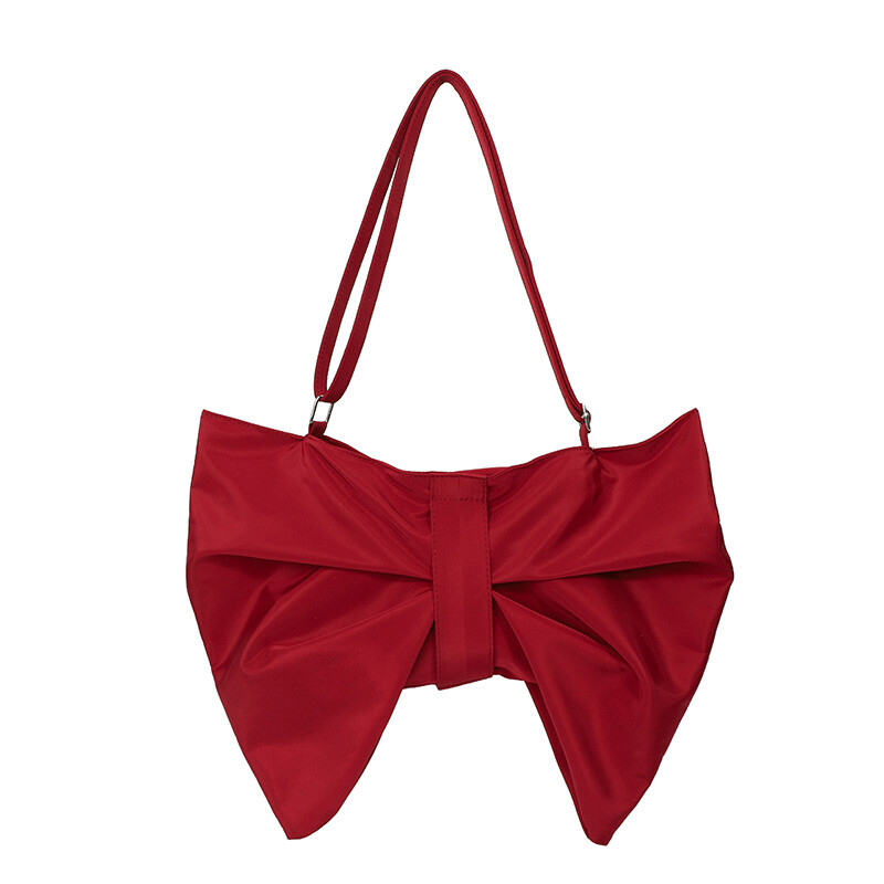 Bow Tote Bag Cute Bowknot Shoulder Bag Casual Canvas Handbag Commuter Women Chic