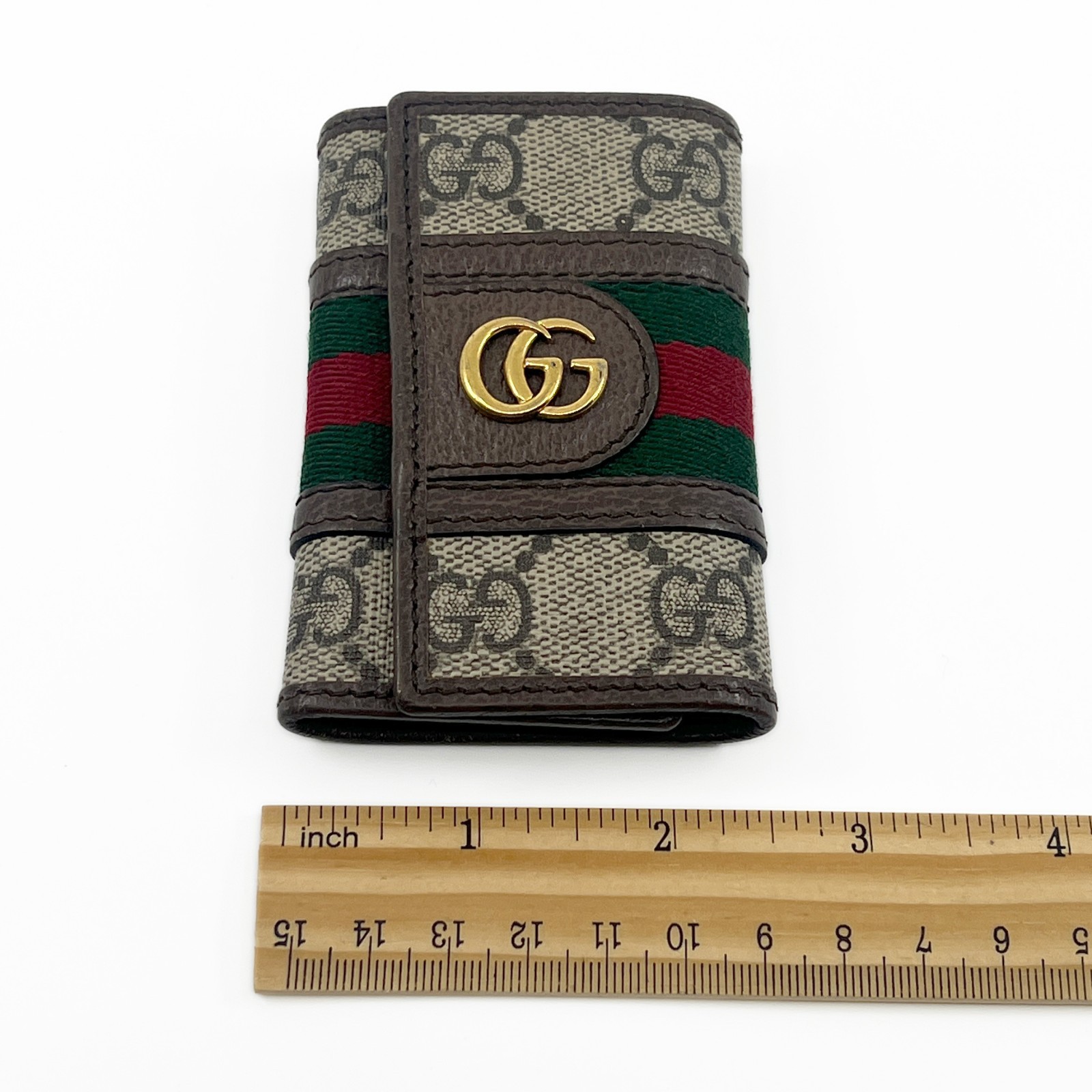 Gucci Ophidia GG Supreme Web Stripe 6-Key Case with Dust Bag