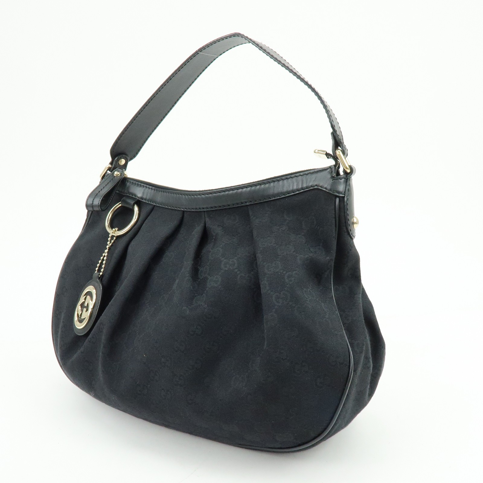 GUCCI Sukey GG Canvas Leather Shoulder Bag Black 232955 Authentic Used F/S
