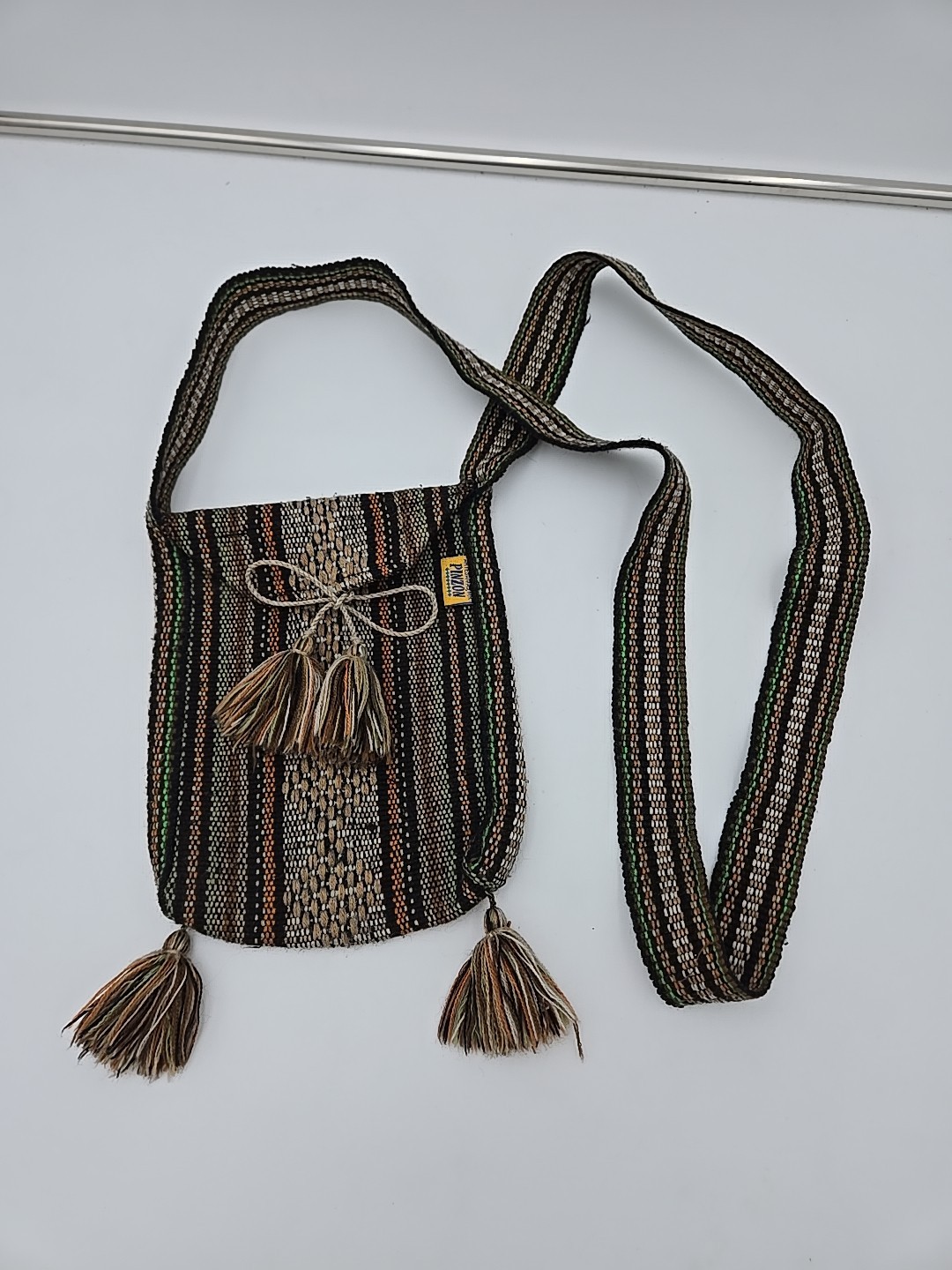 PINZON Boho Multicolor Woven Crossbody Bag 6.5 In x 8 In USED Great Condition