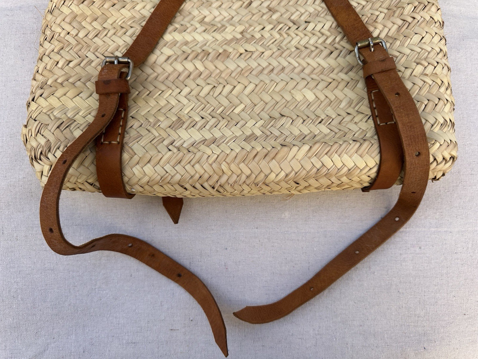 Large Natural Straw Backpack & Tote Bag French Boho Shopping Beach Travel Picnic