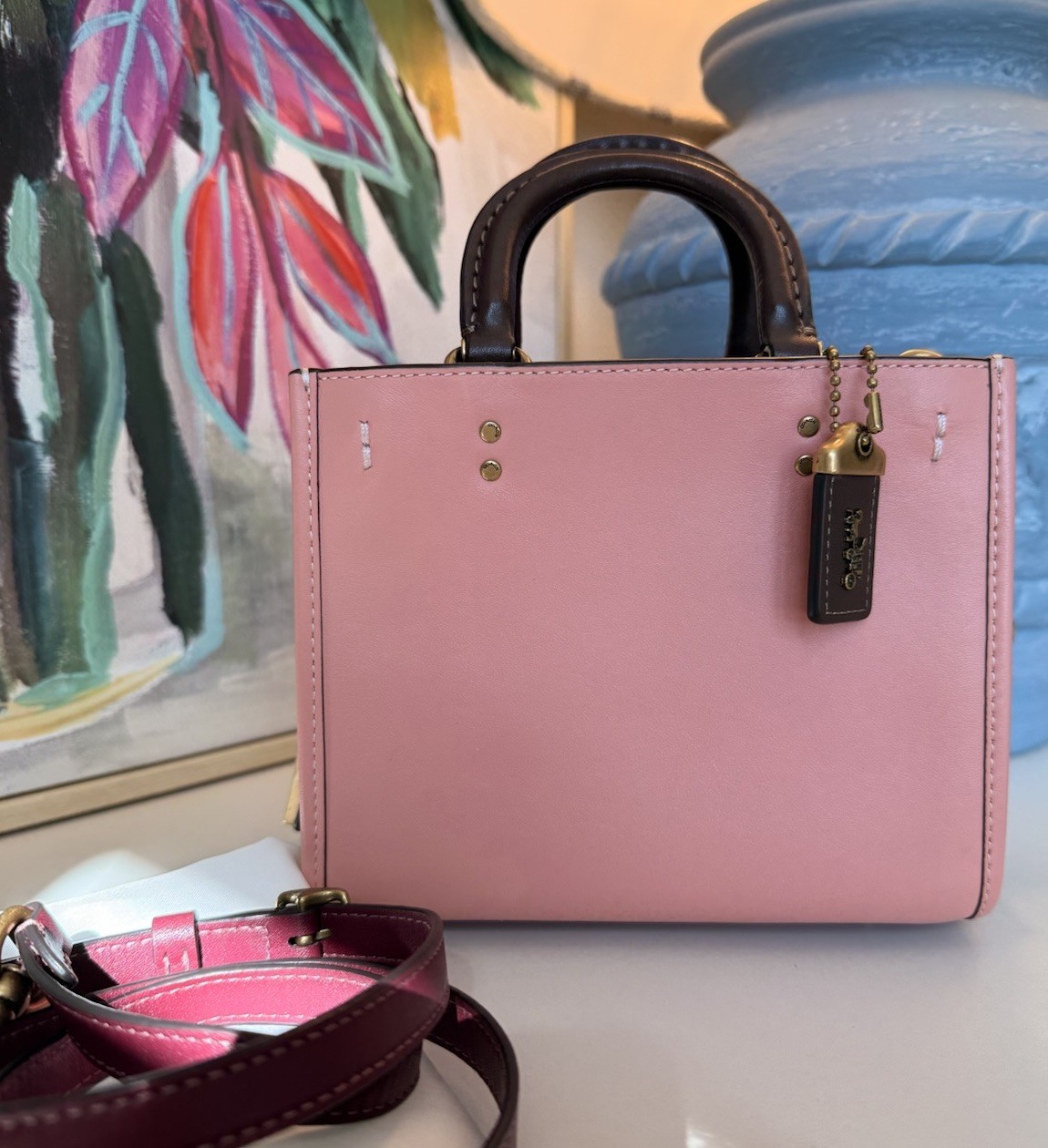 Coach Rogue 17 In Colorblock Candy Pink Glovetanned Leather Crossbody Bag