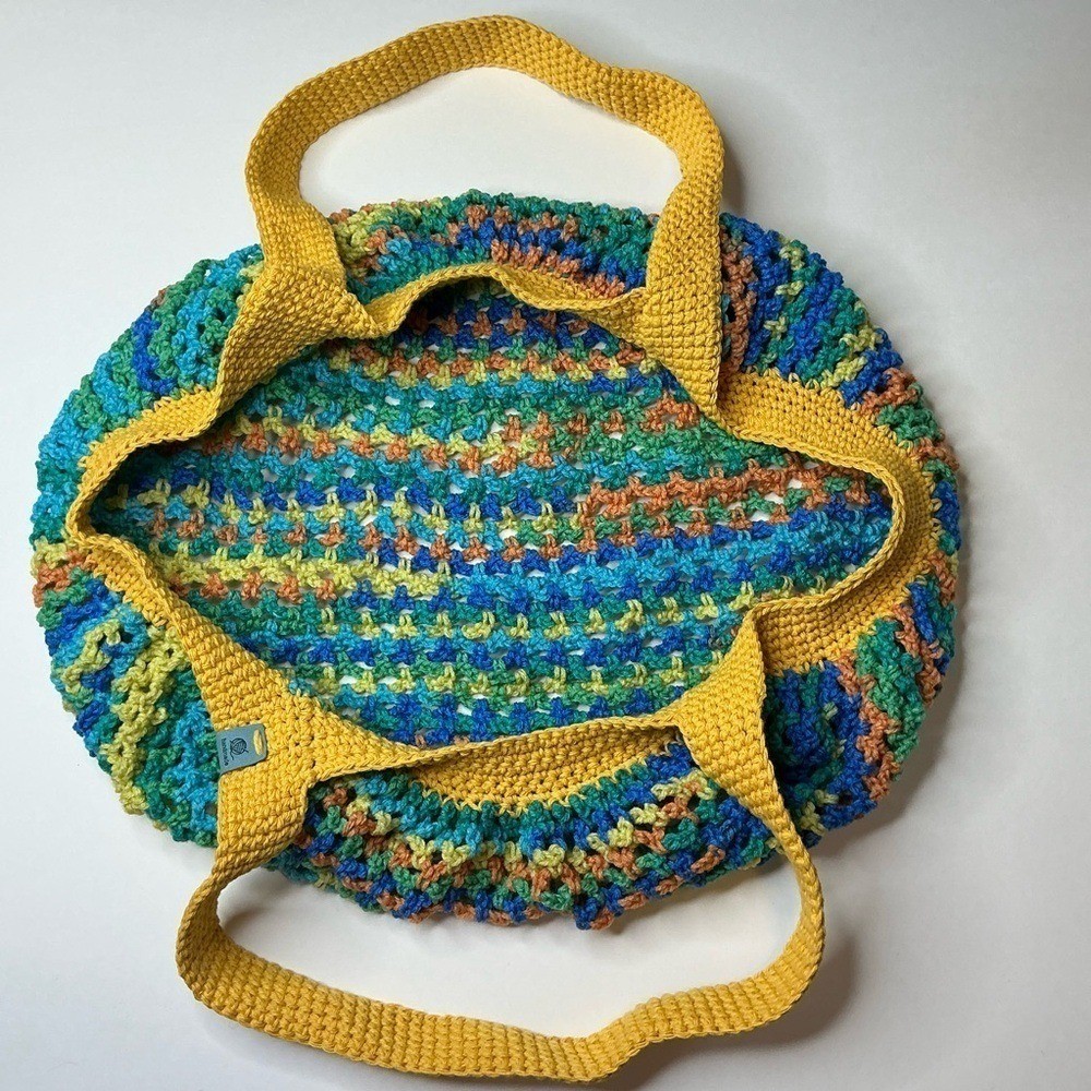 Large Crochet Mesh Market Bag Cotton and Acrylic Handcrafted Handmade Reusable