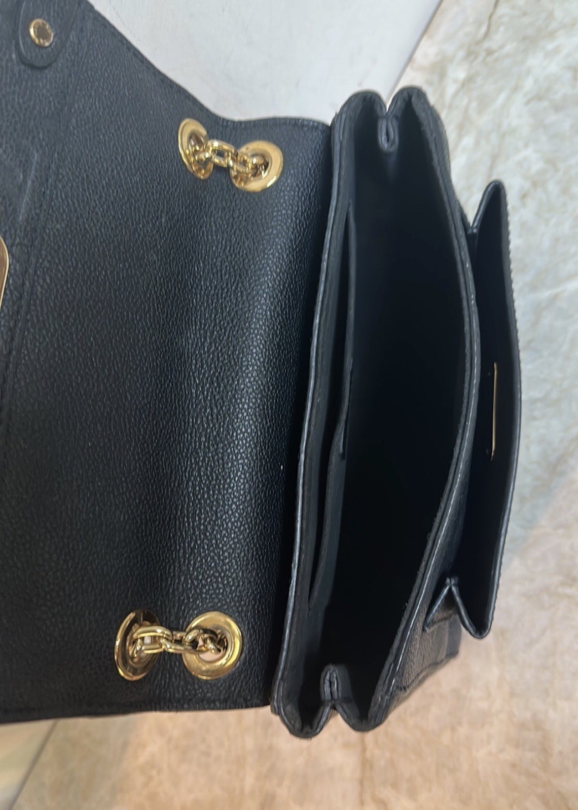 Authentic Louis Vuitton Vavin PM Empreinte Chain Shoulder Bag Black Gold
