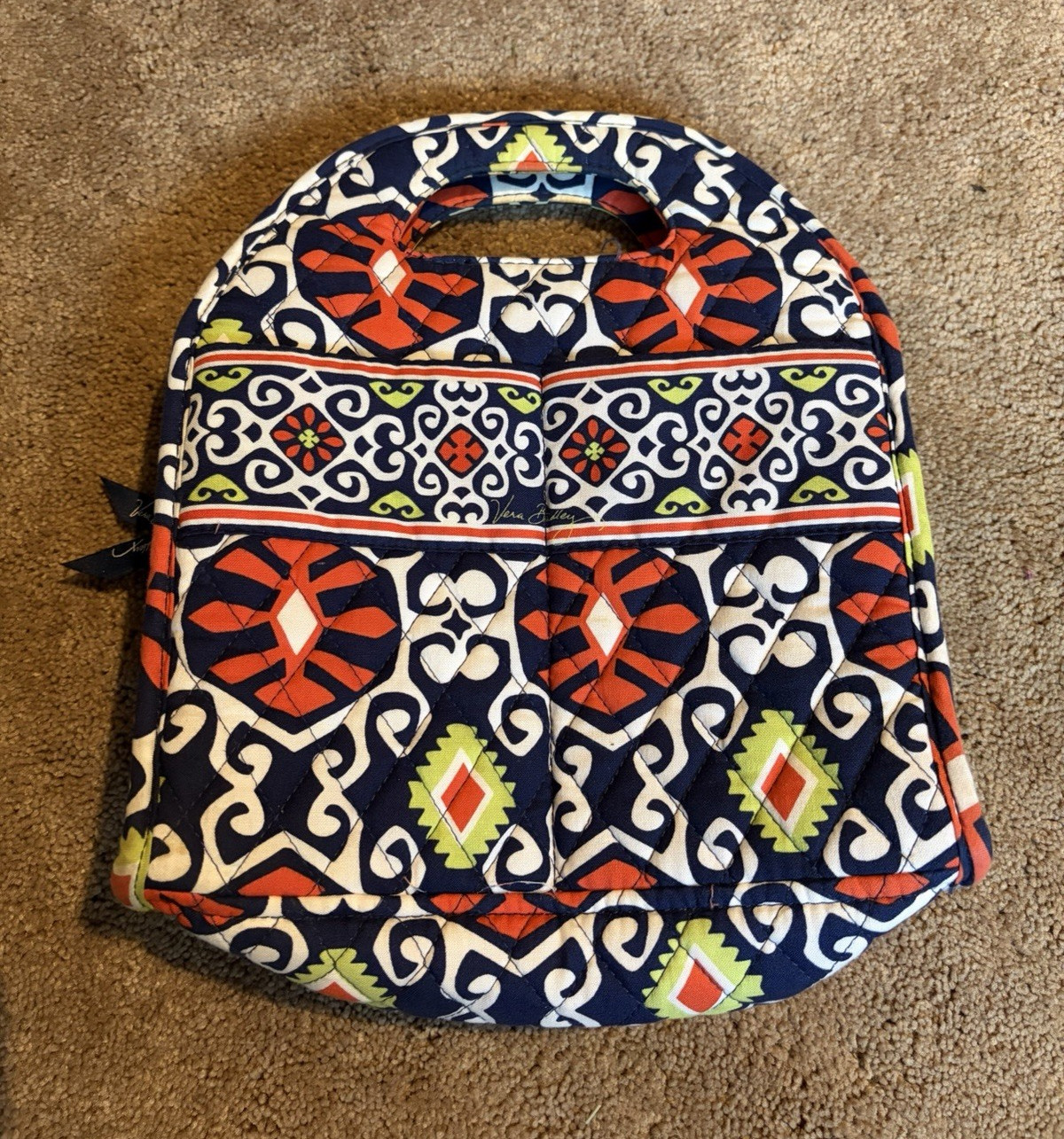 Vera Bradley Geometric lunch bag Blue White Red Green Zip