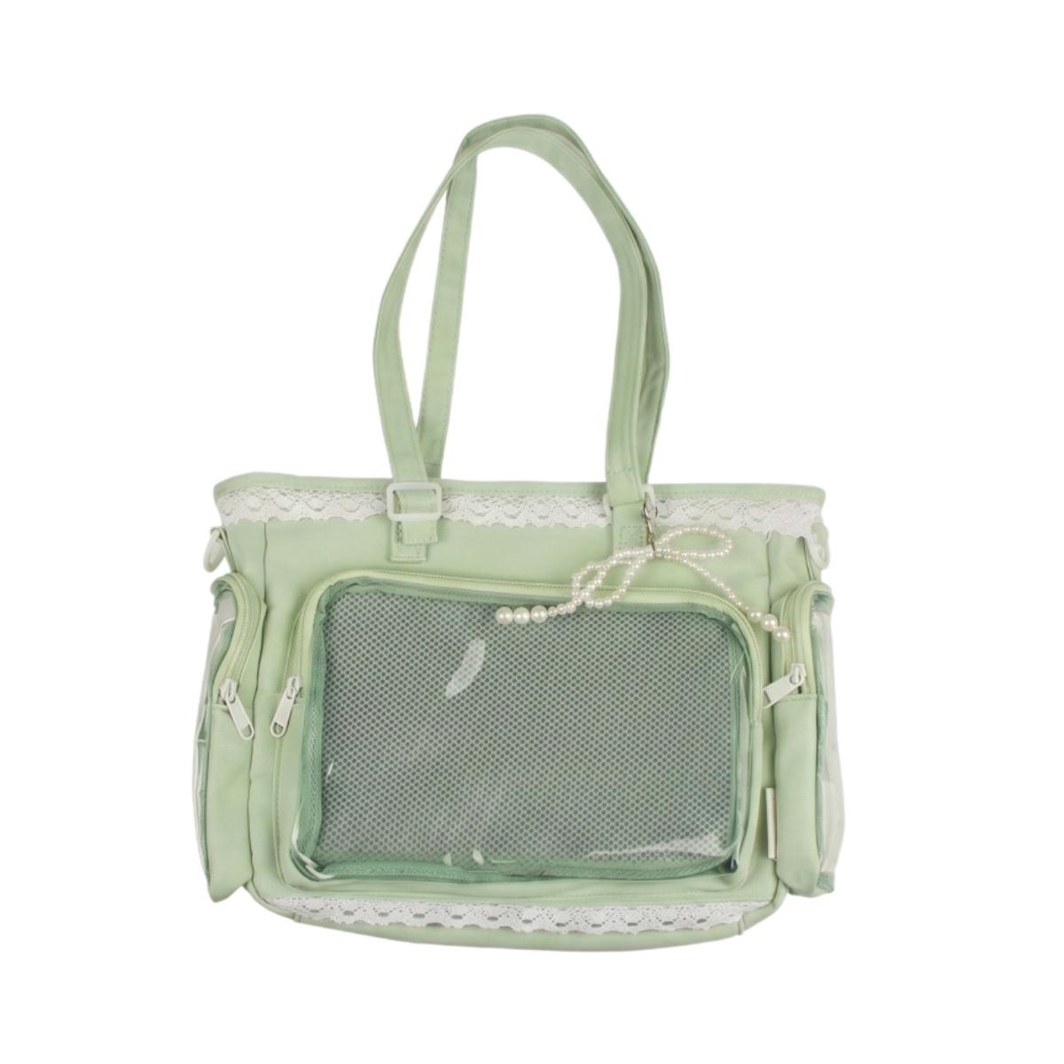 Large Capacity Transparent Polyester Crossbody Bag with Adjustable Strap