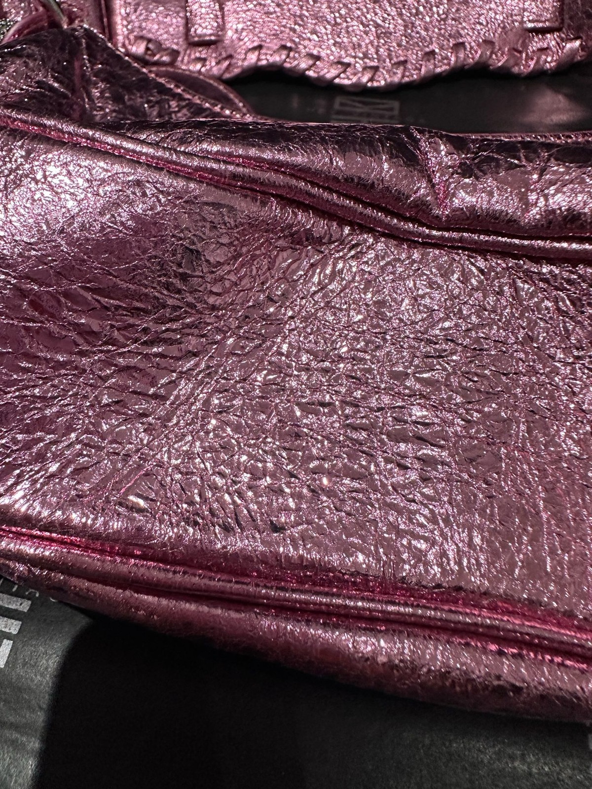 Auth BALENCIAGA Le Cagole Mini Shoulder Bag Pink Metallic Crossbody Bag