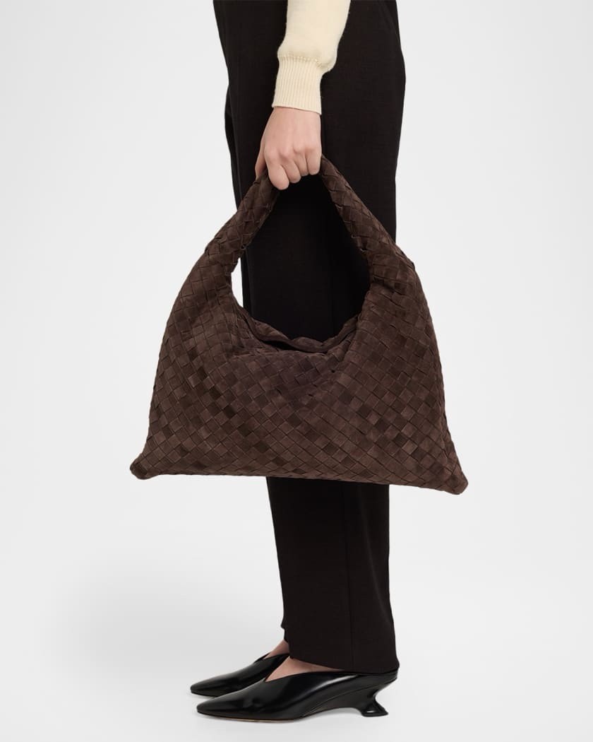 Bottega Veneta Hop Small Shoulder Bag Fondant Brown Suede