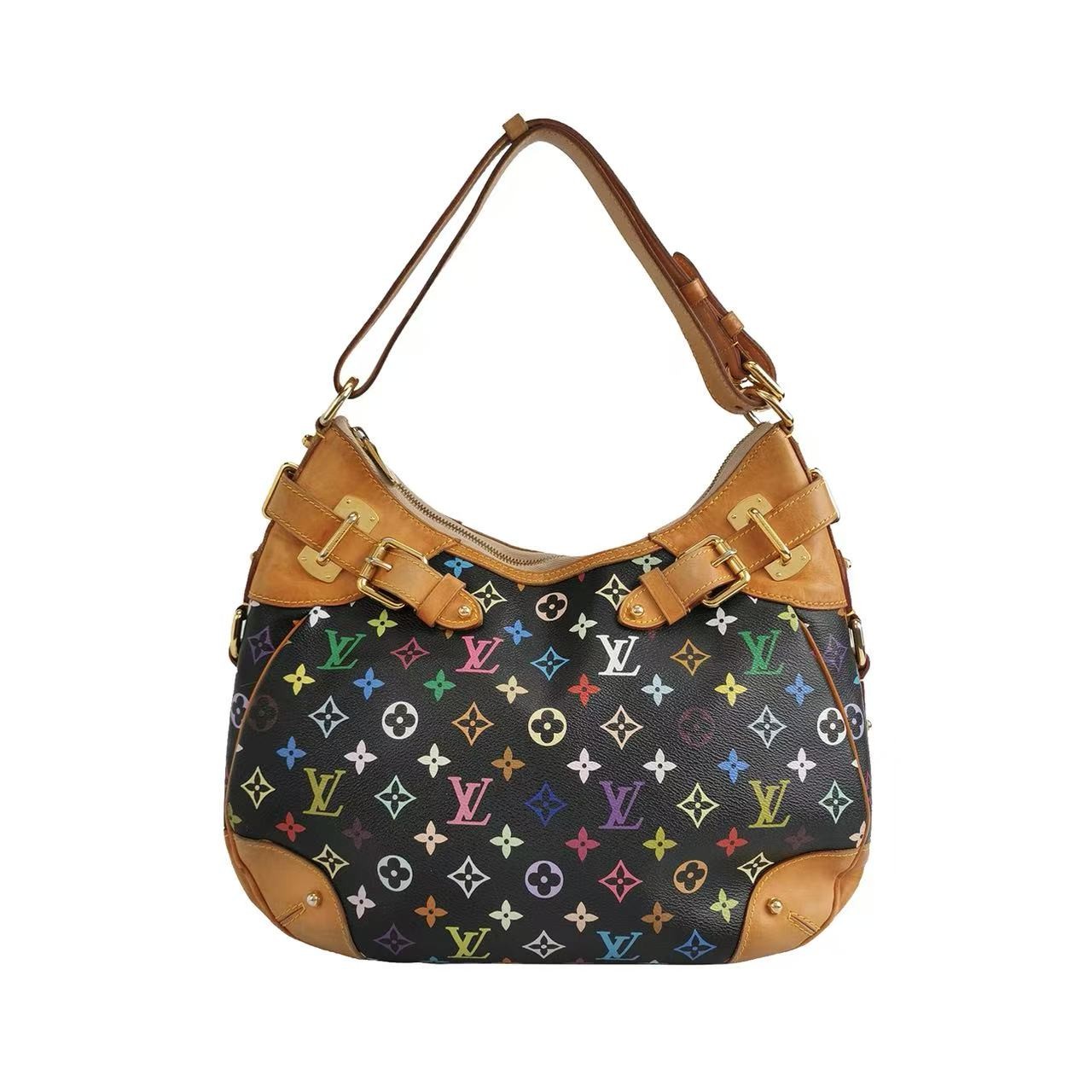 Authentic Louis Vuitton x Takashi Murakami Multicolor Greta Hobo Bag, Pre-Owned