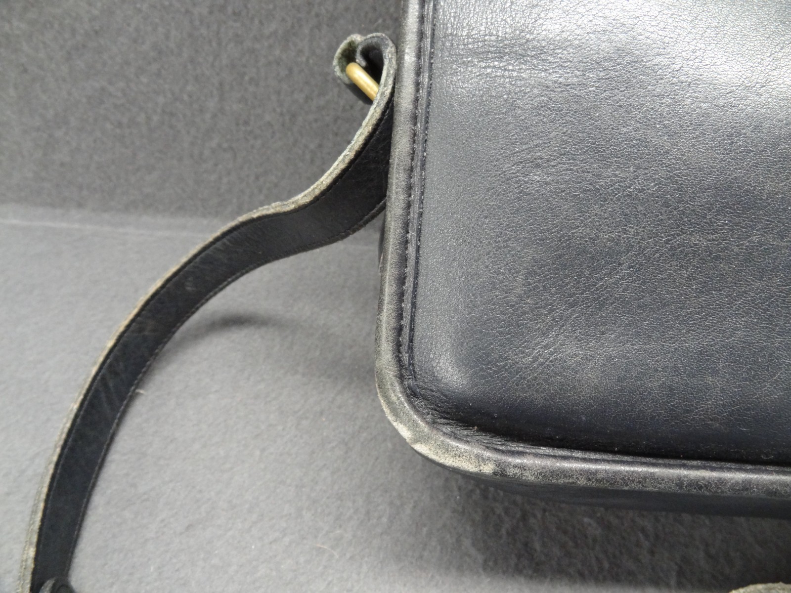 Coach Carson 11×7 VTG Shoulder Bag Handbag Purse Stone Dark Grey 90s 9939 Strap