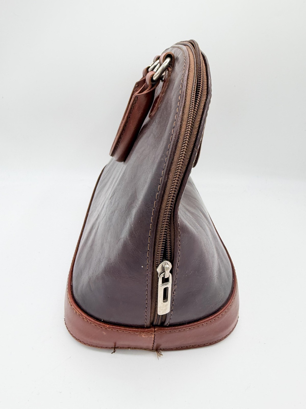 Vera Pelle Satchel Bag Womens Medium Brown Leather Made In Italy Purse
