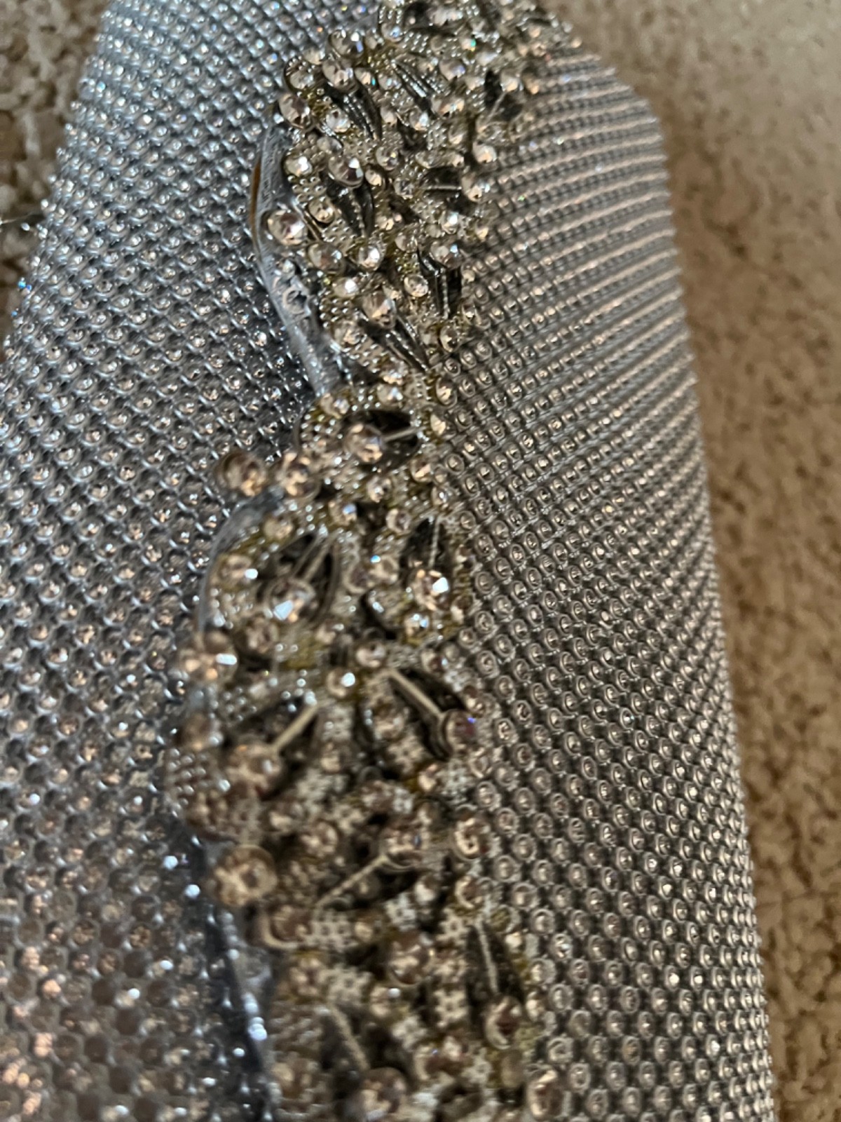Kate Landry handbag evening Silver formal wedding clutch