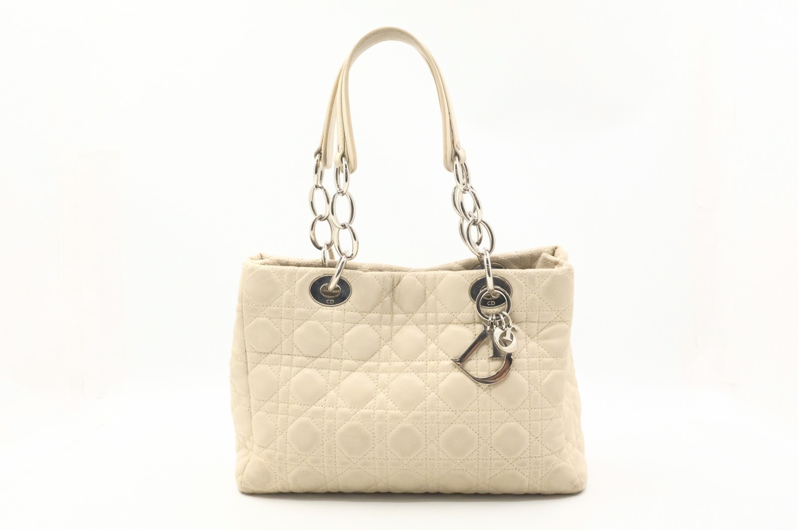 Authentic Dior Cannage Soft Lady Dior Handbag, White