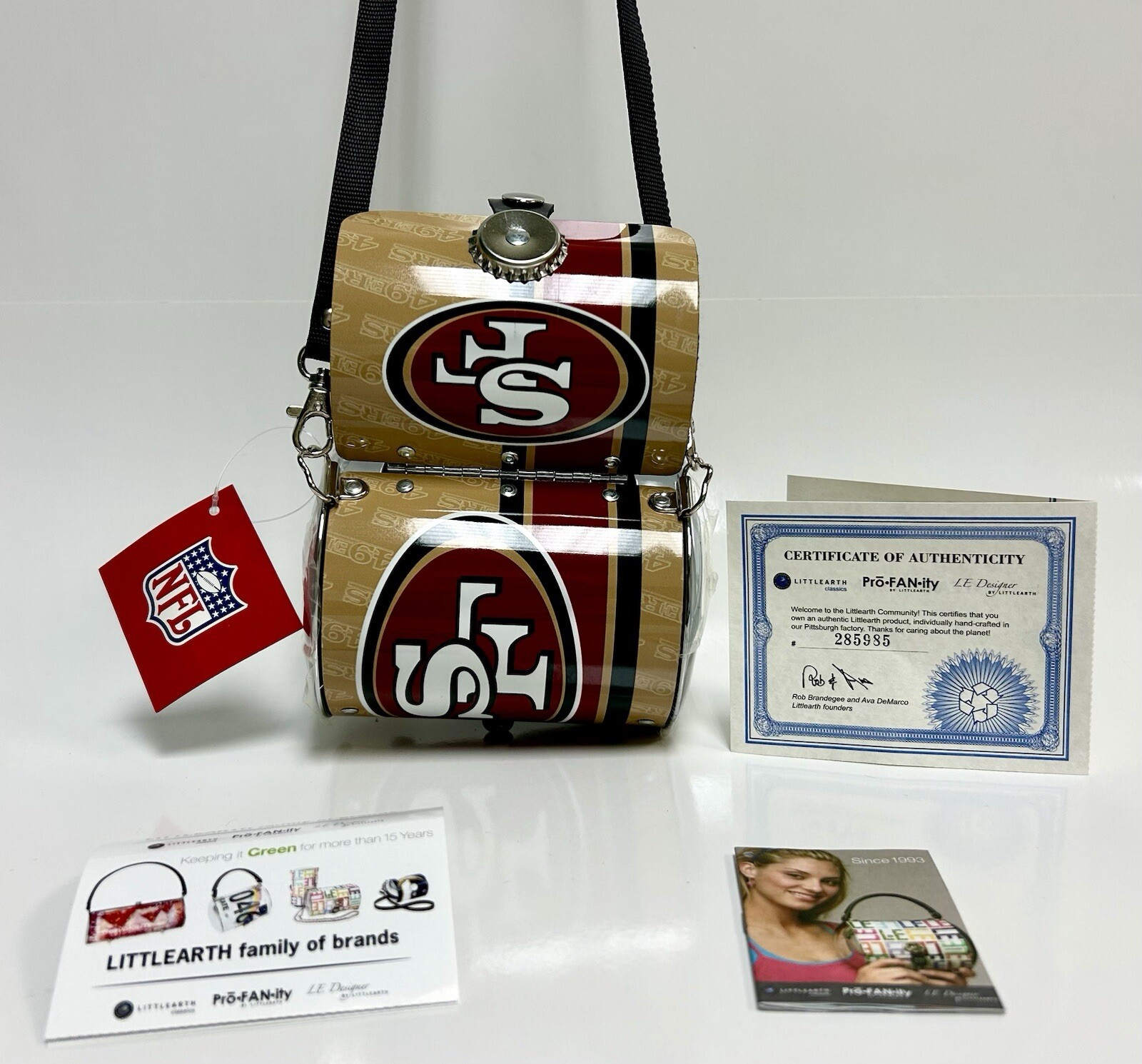 San Francisco 49ers Made in USA from Recycled License Plate Metal Cylinder Purse