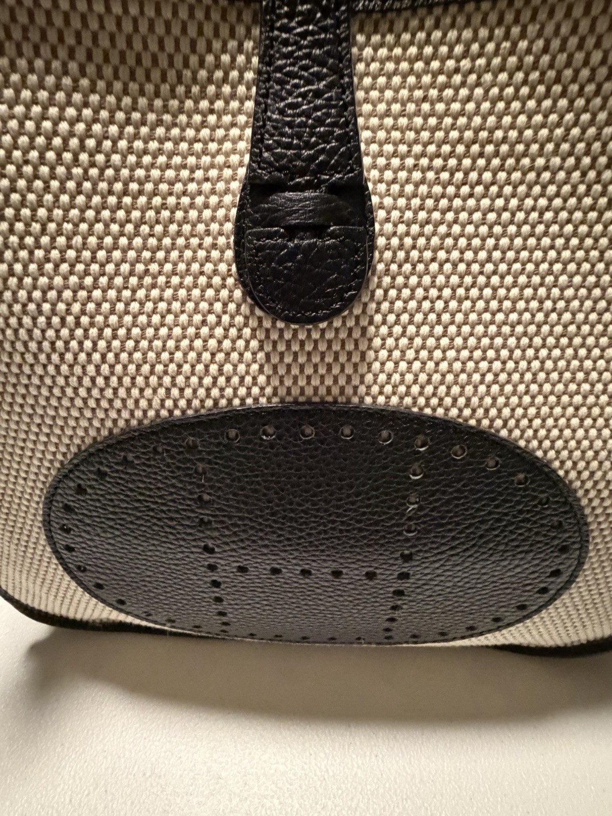 Hermès Evelyne III PM bag Black Leather and Beige Canvas.Gorgeous.See Pics! Read