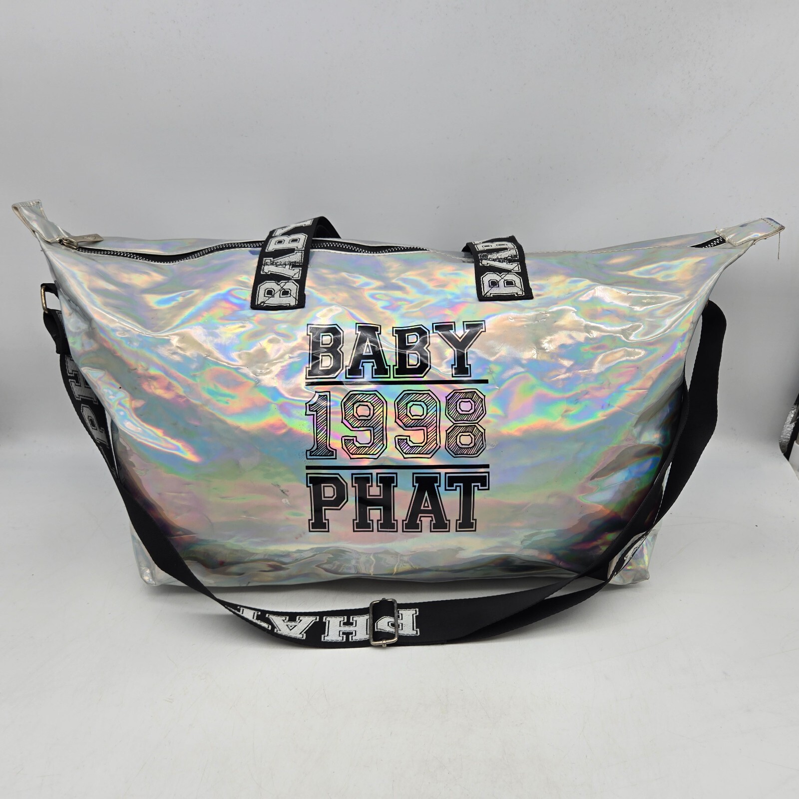 Vintage Baby Phat Duffle Bowler Bag Handbag Tote Holographic Vinyl Spellout 90’s