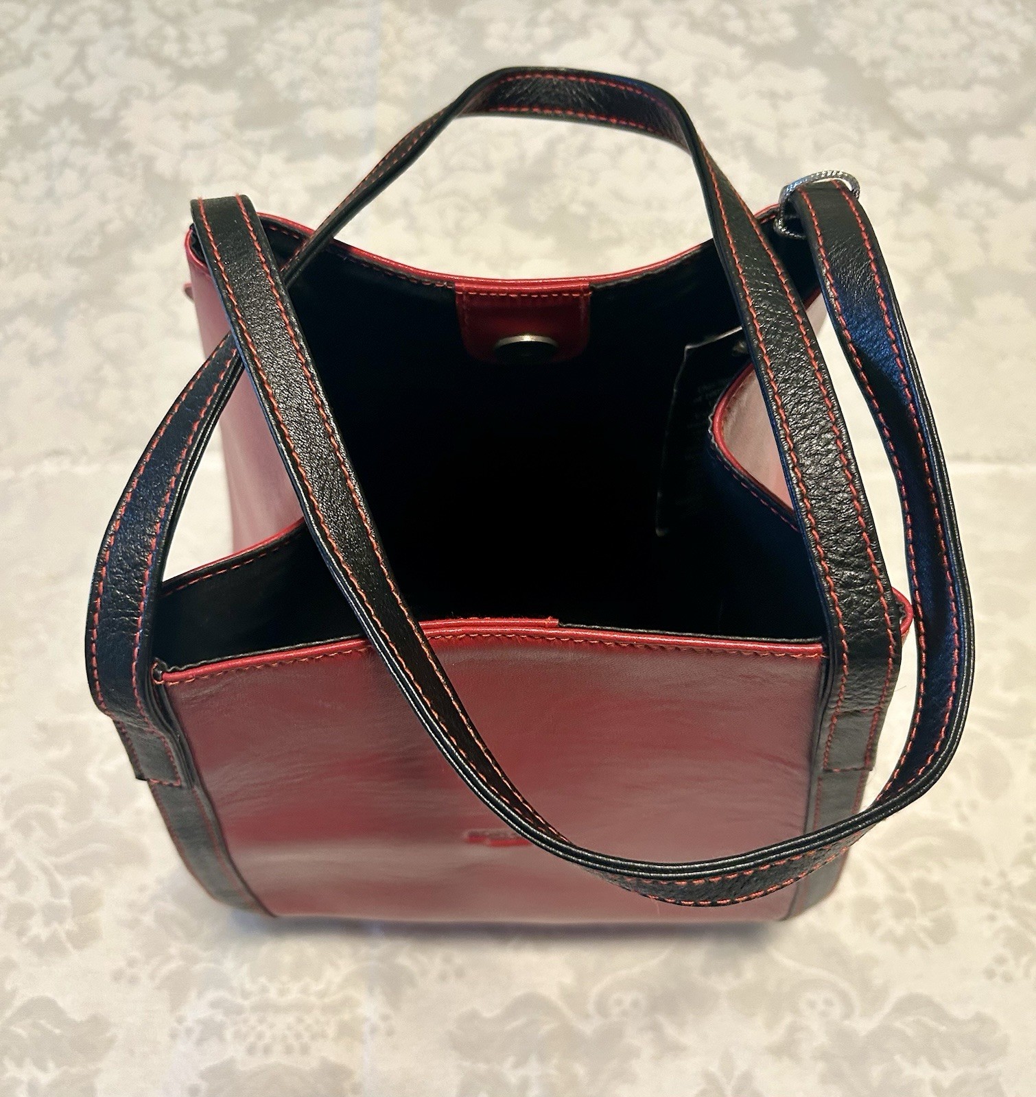 Handbag Italian Red Leather Purse Bucket Buttersoft: Very Emily In Paris NWT