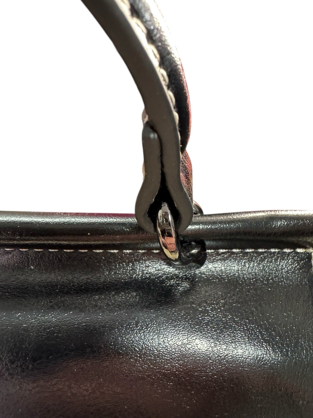 Structured Top Handle Black Leather Satchel Purse Bag Minimalist Quiet Luxury