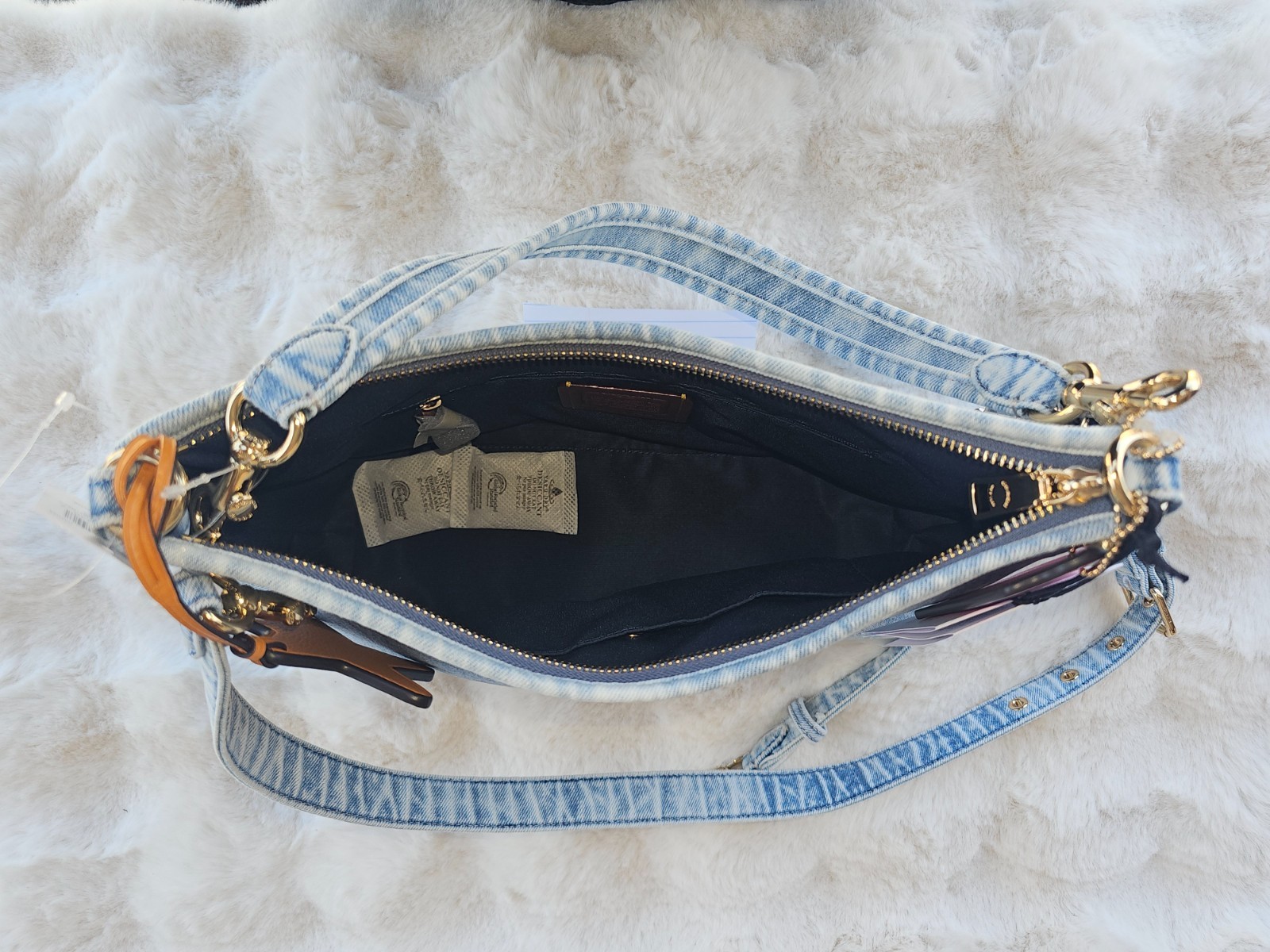 NWT Coach Laurel Shoulder Bag In Loved Denim With Charms CEF26