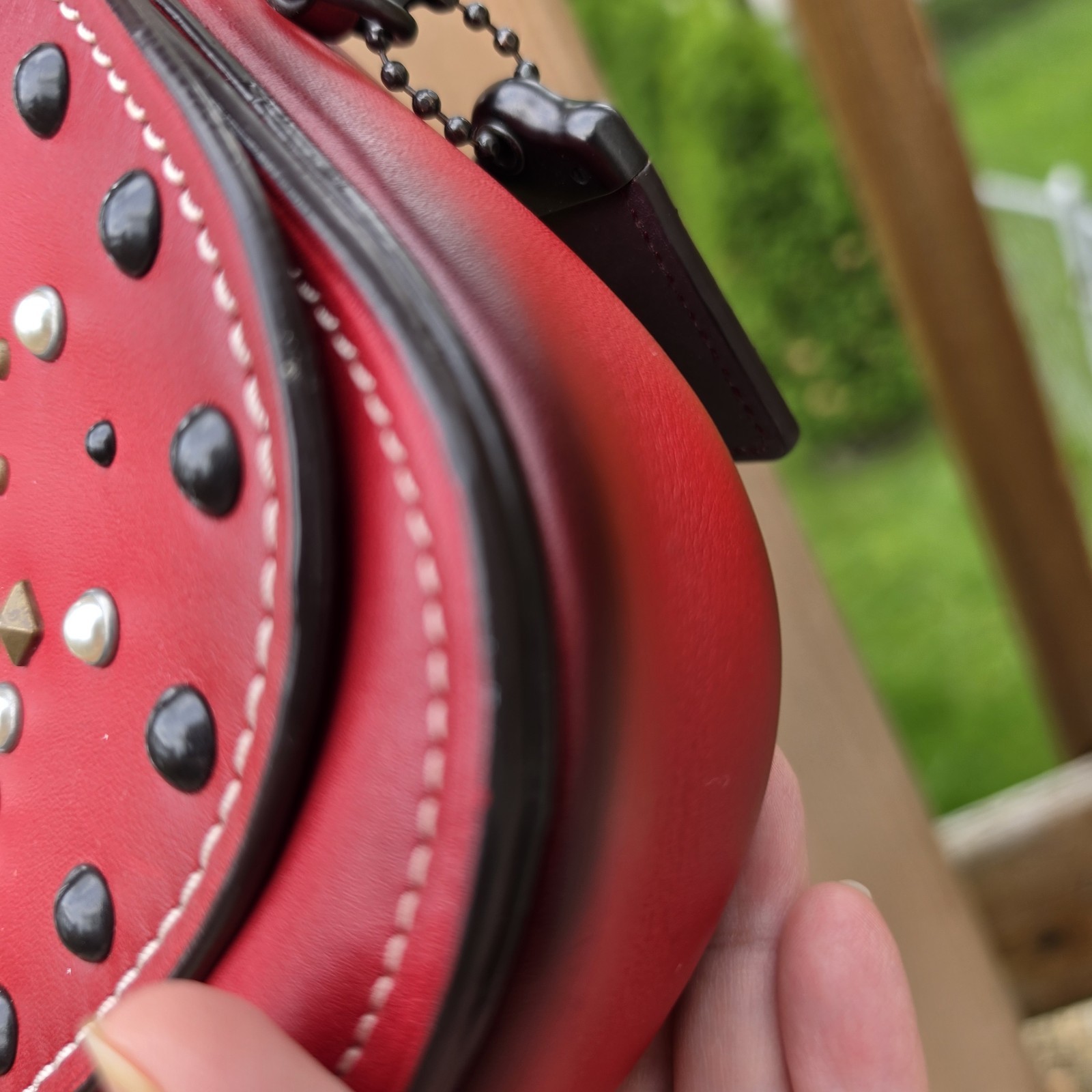 Coach 1941 Saddle 17 With Western Rivets in Red Leather – Coach 6.5 X 7 X 2 in