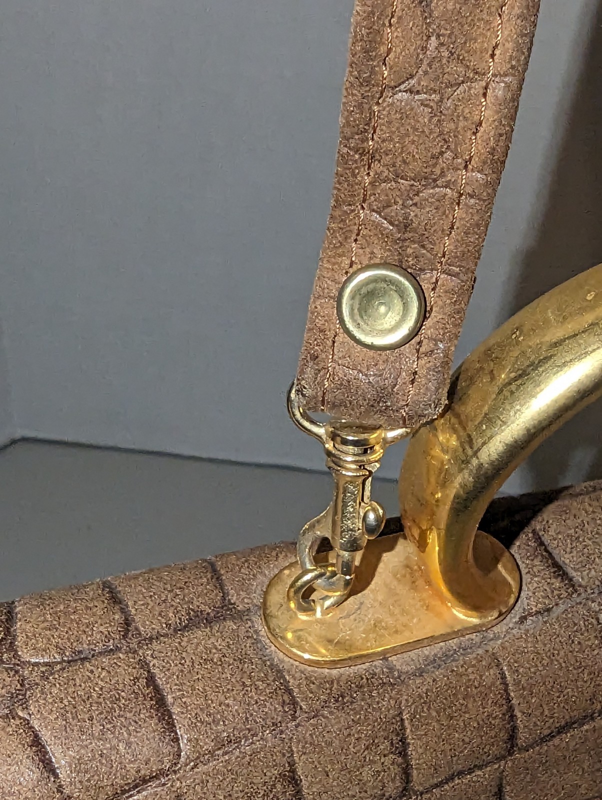 Vintage Leather Made In Greece Detachable Crossbody Hand Bag Brown 12.5″x10″x3″