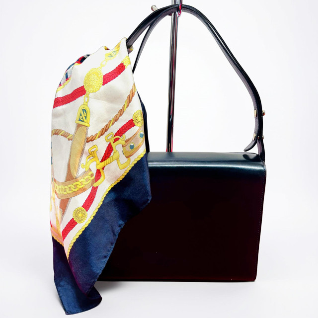 Classic Formal Italian Black Leather Bally Shoulder/Handbag + 100% /Silk scarf