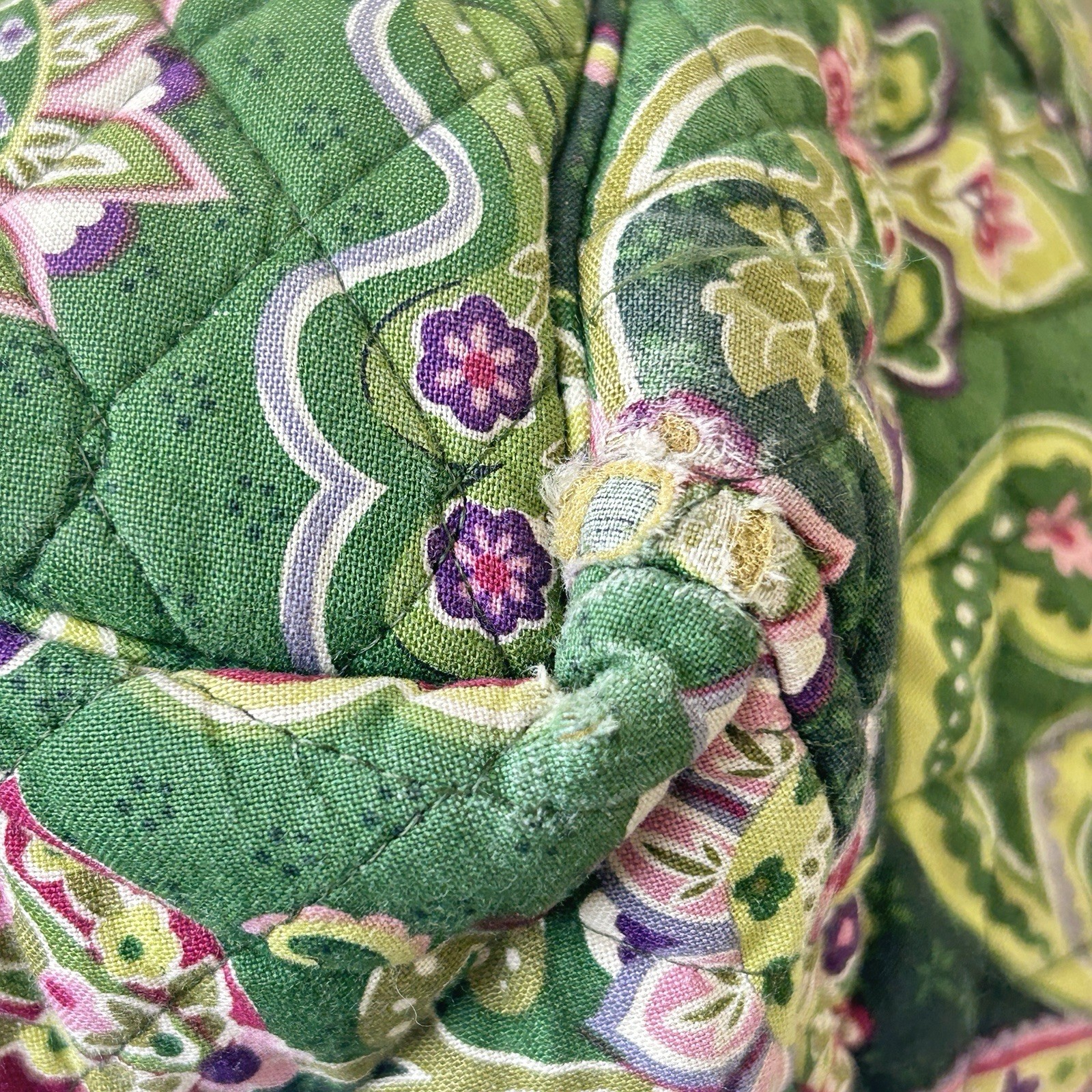 Vera Bradley Chelsea Green Paisley Purse Zippered Tote Reinforced Handles READ