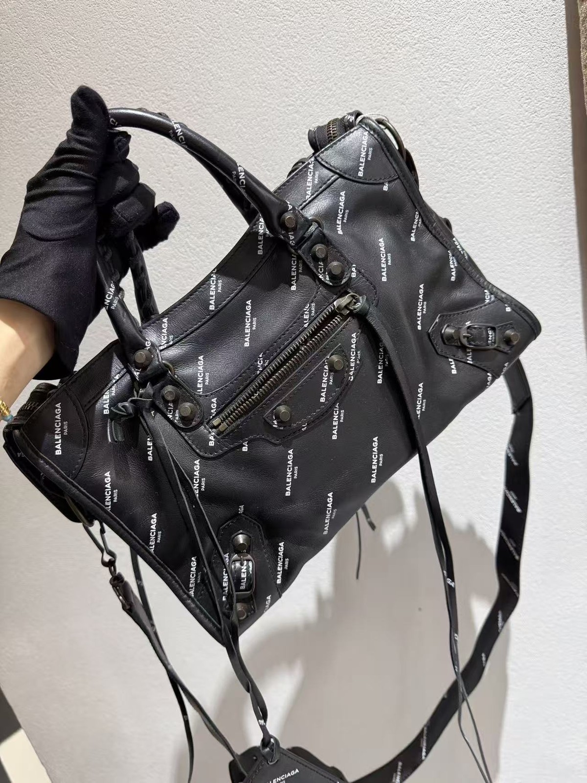 Authentic Balenciaga City Small Printed Lambskin Logo Bag France