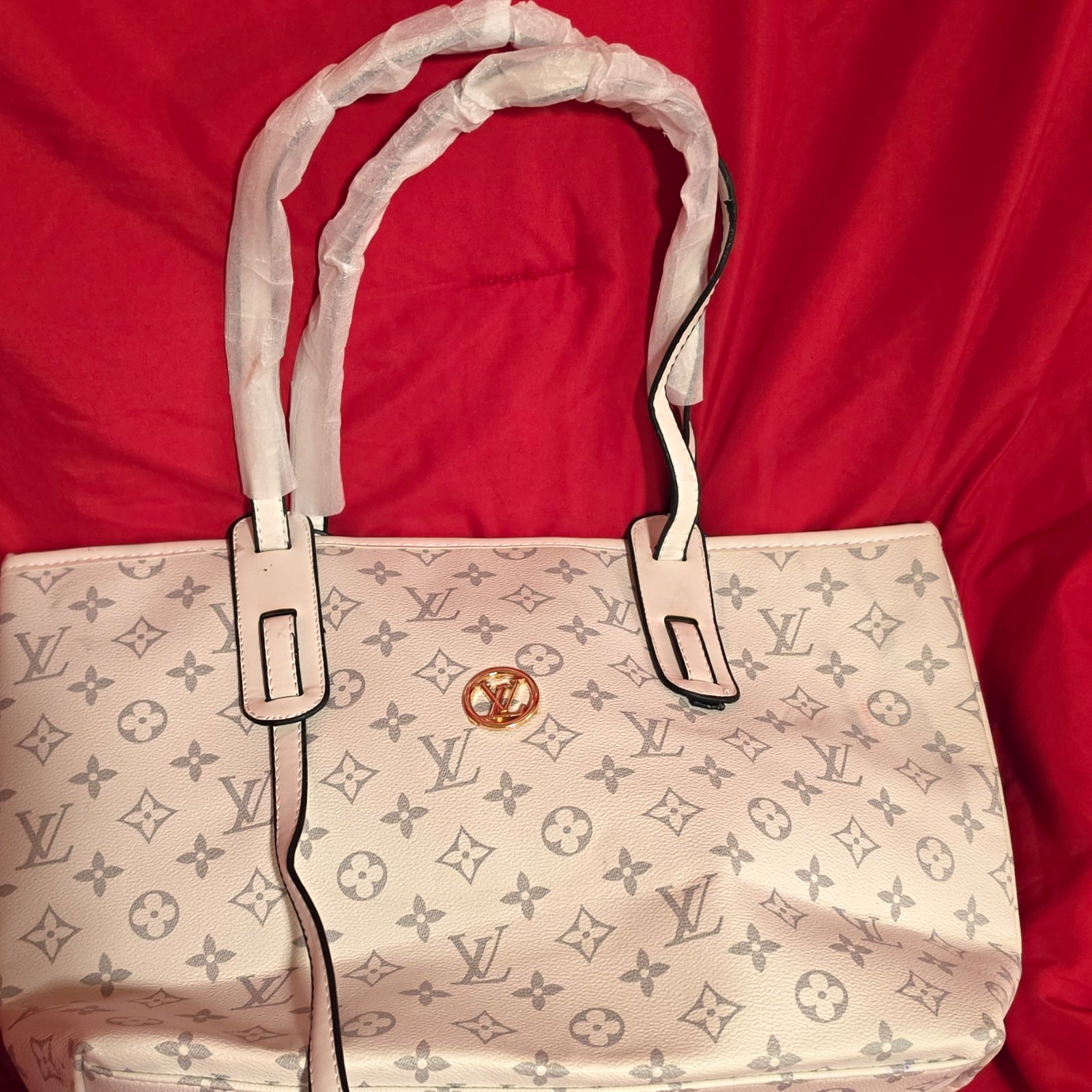 Louis Vuitton Monogram Large Zip Tote White/Gray Gold Hardware Red Lining