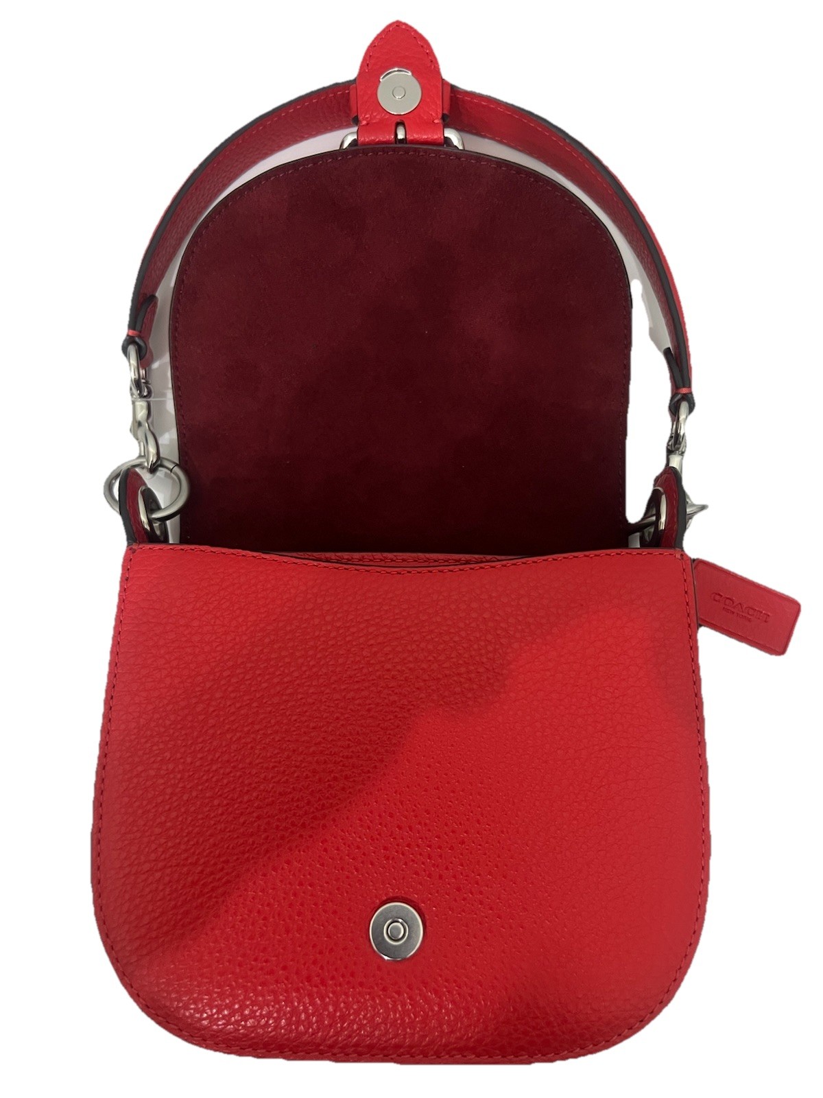 COACH Kleo Pebble Leather Shoulder Bag in Bright Poppy Red C5685