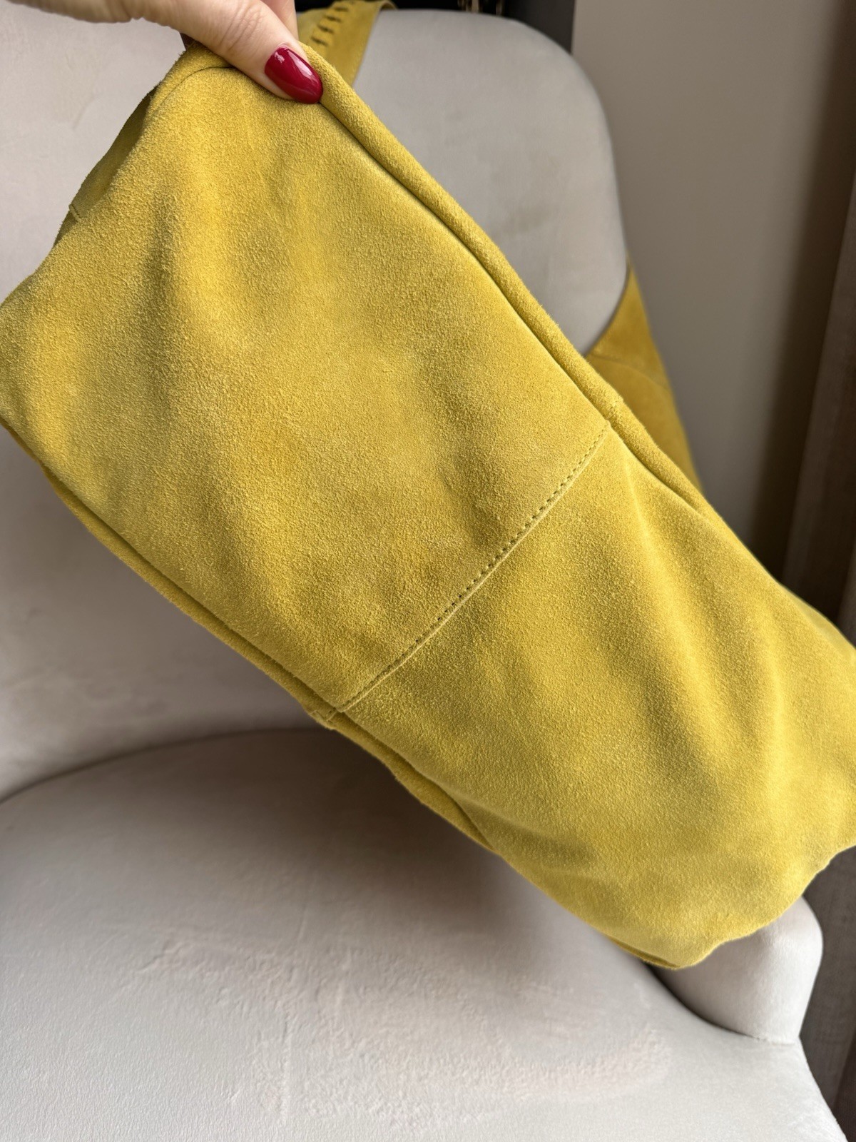 Haute Hippie Yellow Hobo Bag Shoulder Strap Pouch Strap Accent Inner Pockets