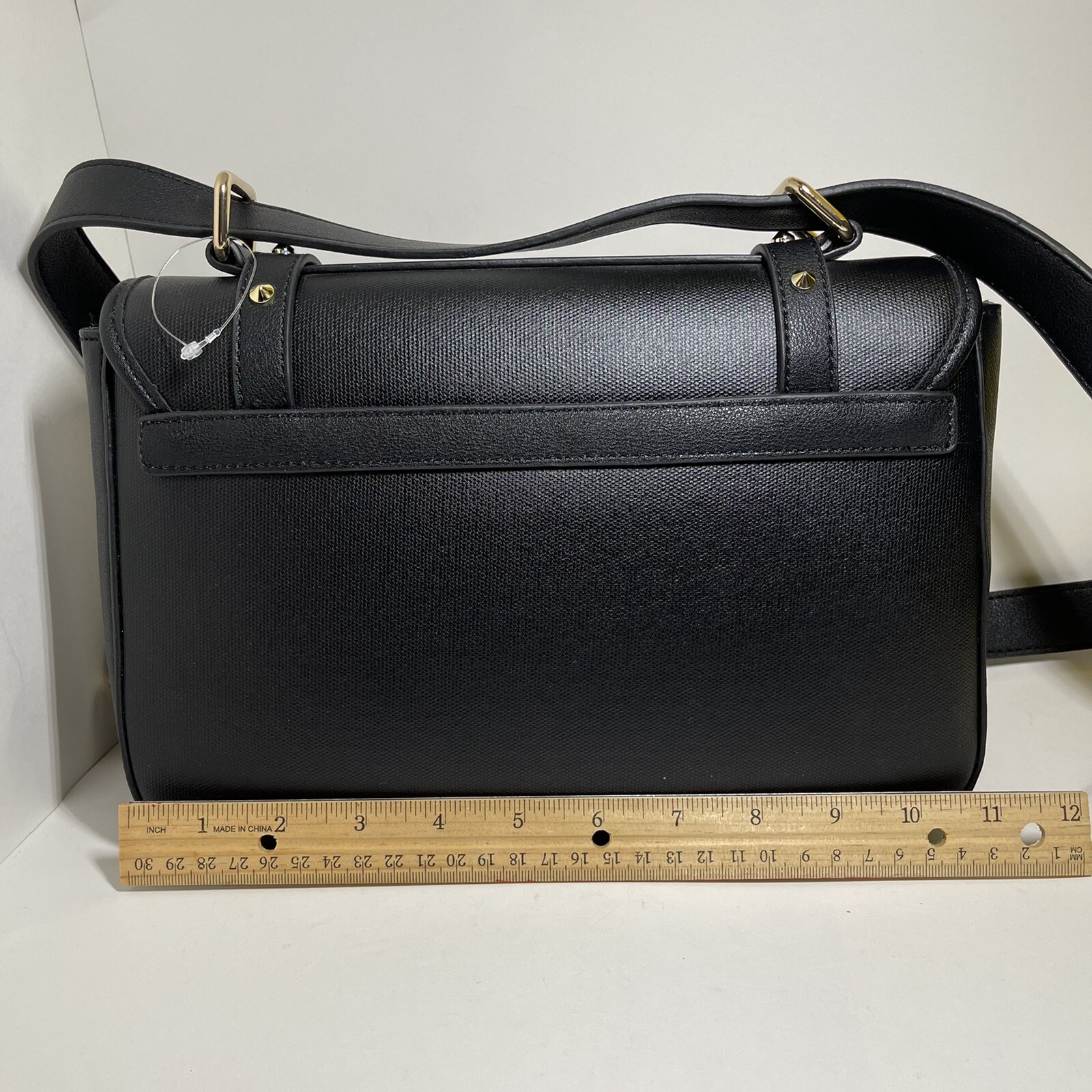 New Love Moschino Designer Nero Borsa Canvas Crossbody Black Gold Purse Handbag