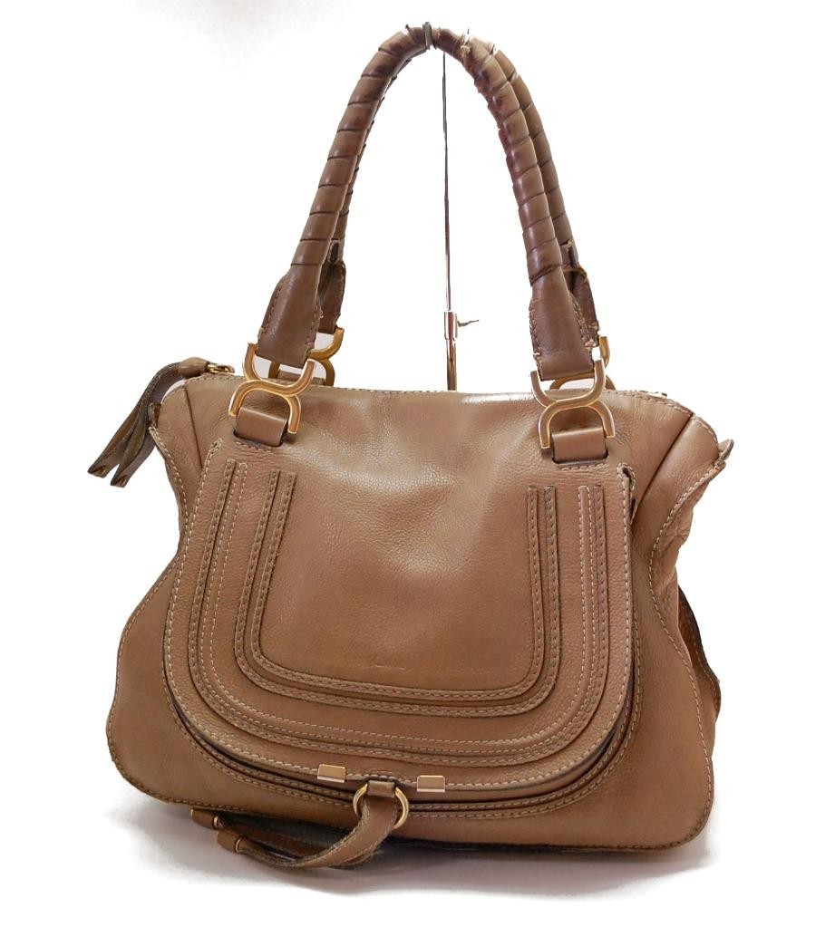 Auth Chloe Marcie Medium Shoulder Bag Leather Brown 0506a