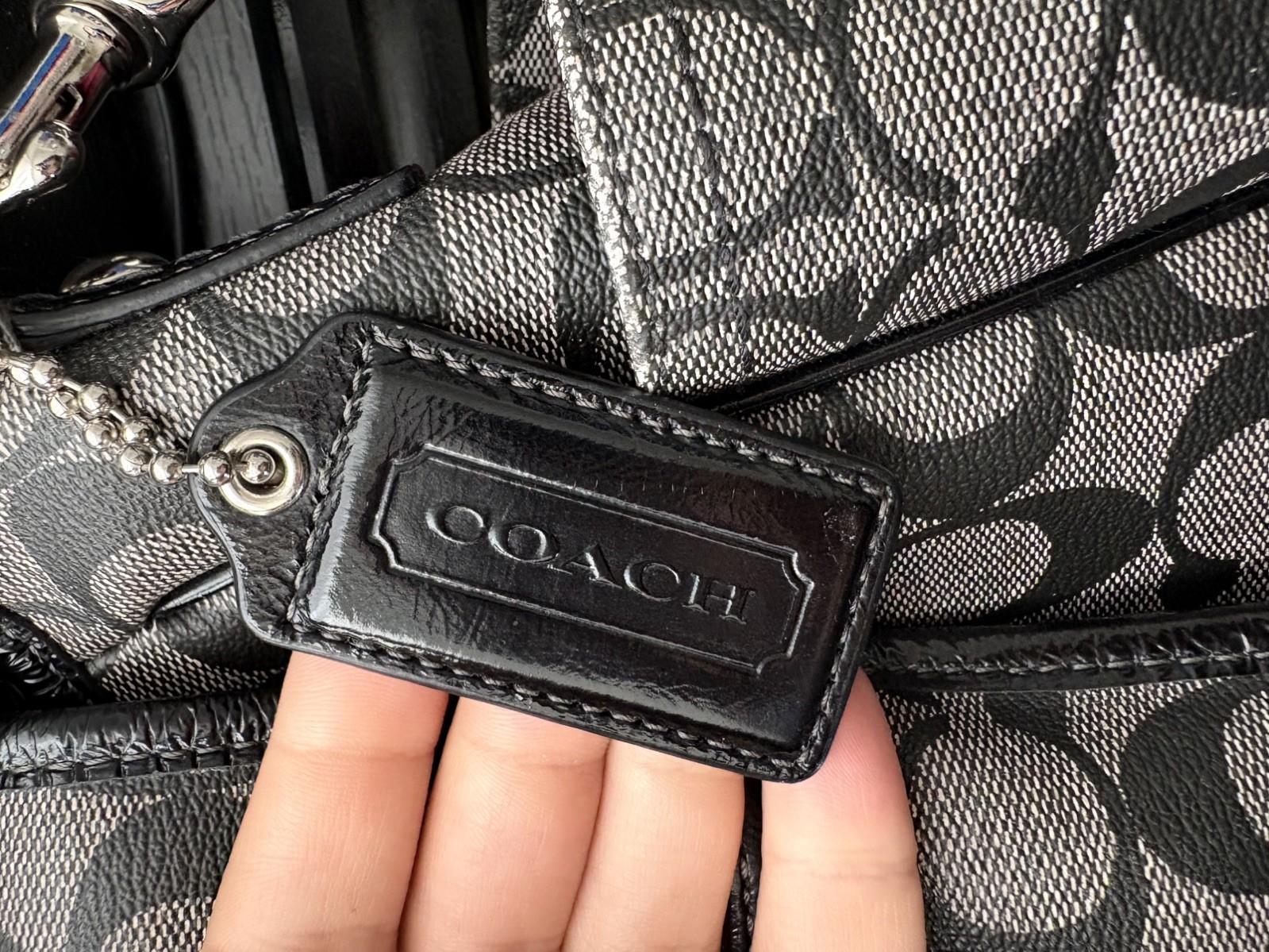 COACH Signature Diaper Baby Bag Laptop Large Tote Purse Crossbody Black & Gray